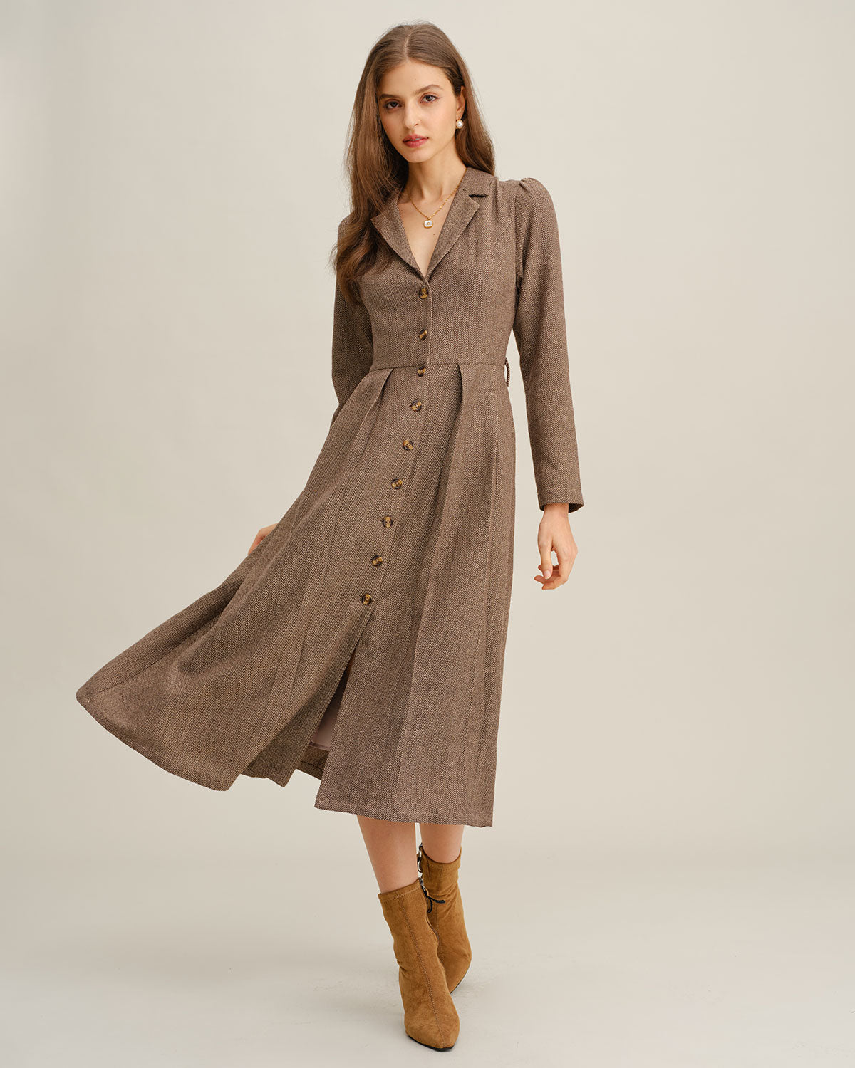 Women's Woven Polyester Midi Dress Dresses - RIHOAS