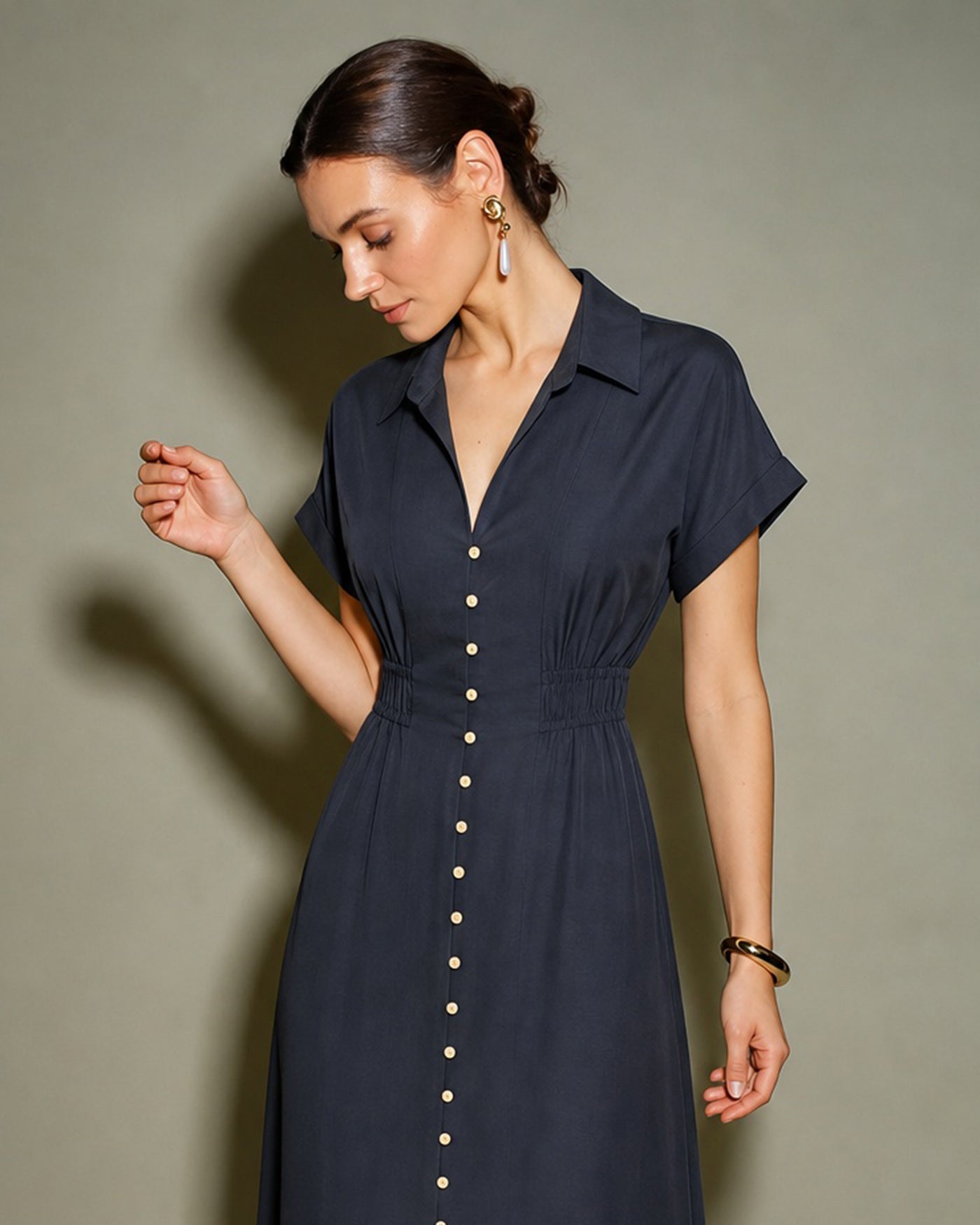 Women's Woven Polyester Midi Dress Dresses - RIHOAS