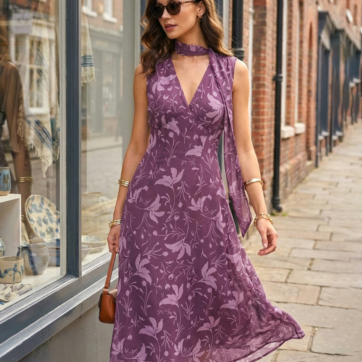 rihoas purple floral ruffle tie strap midi dress Rihoas Dress Review: This Dress Is Everything