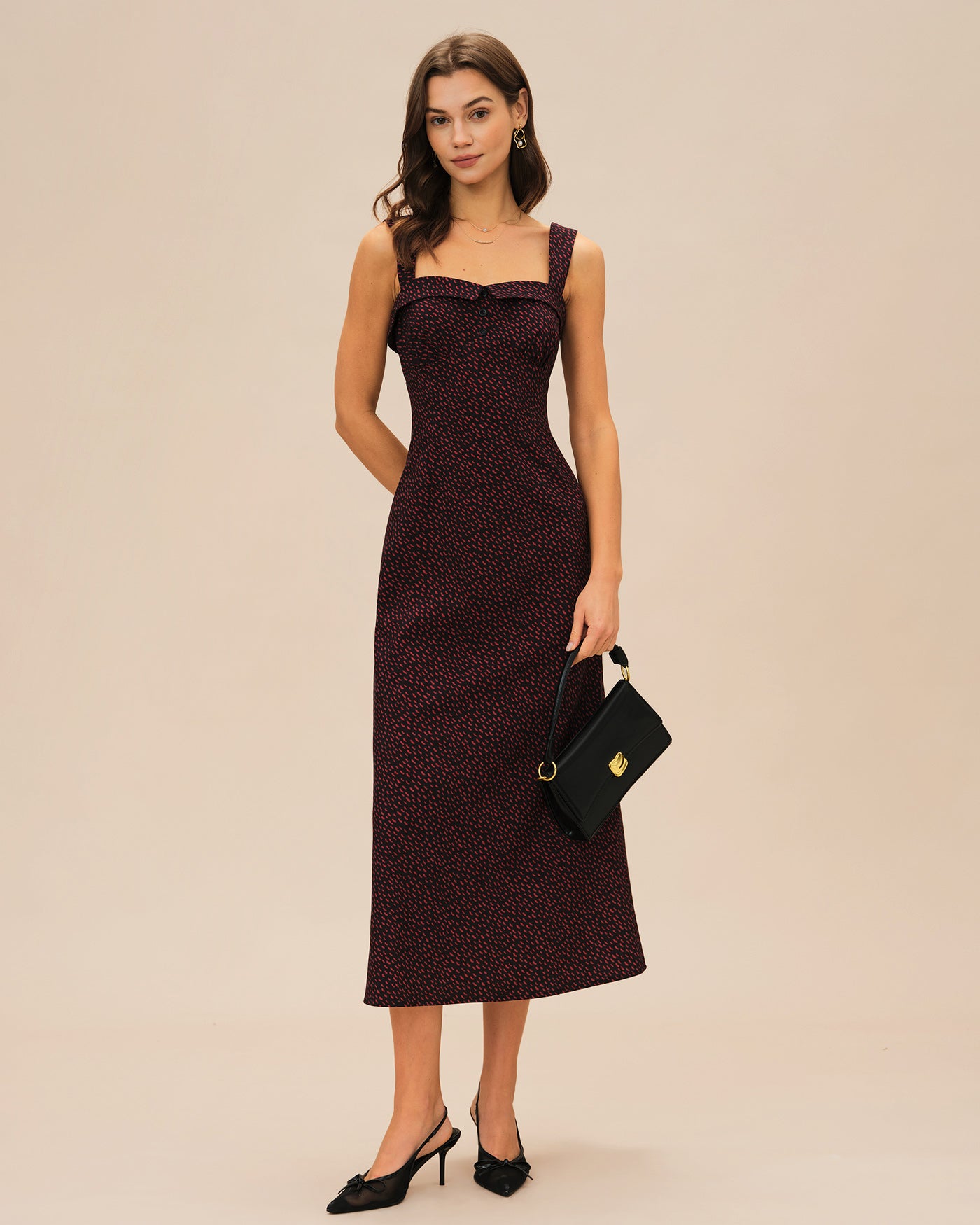 Women's Woven Polyester Midi Dress Dresses - RIHOAS
