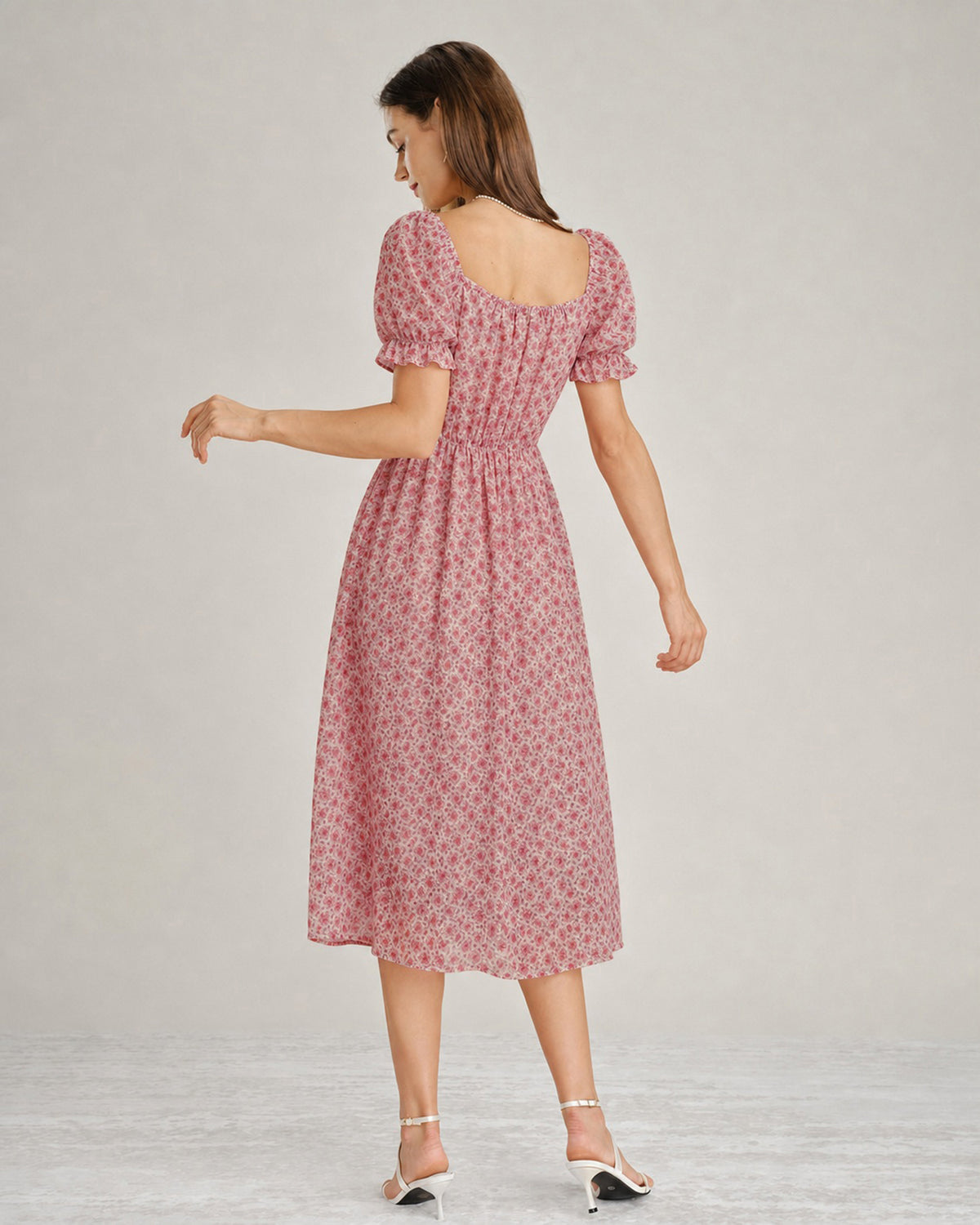 Women's Woven Polyester Midi Dress - RIHOAS