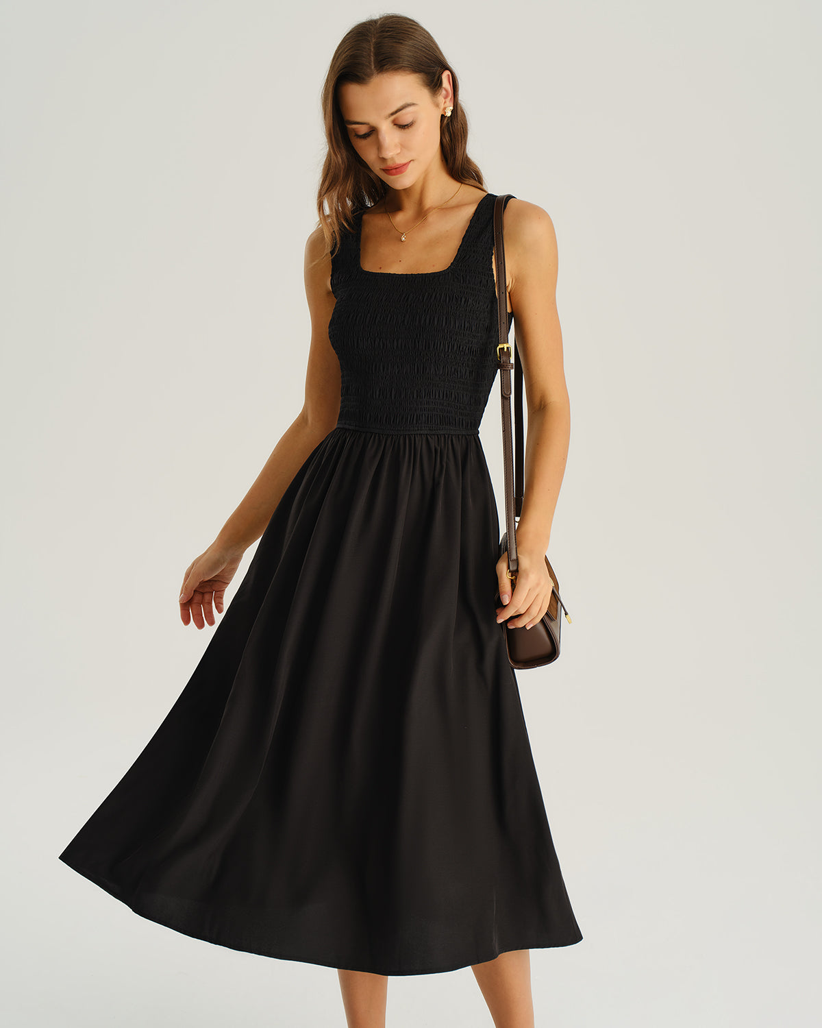 Women's Woven Polyester Midi Dress Dresses - RIHOAS