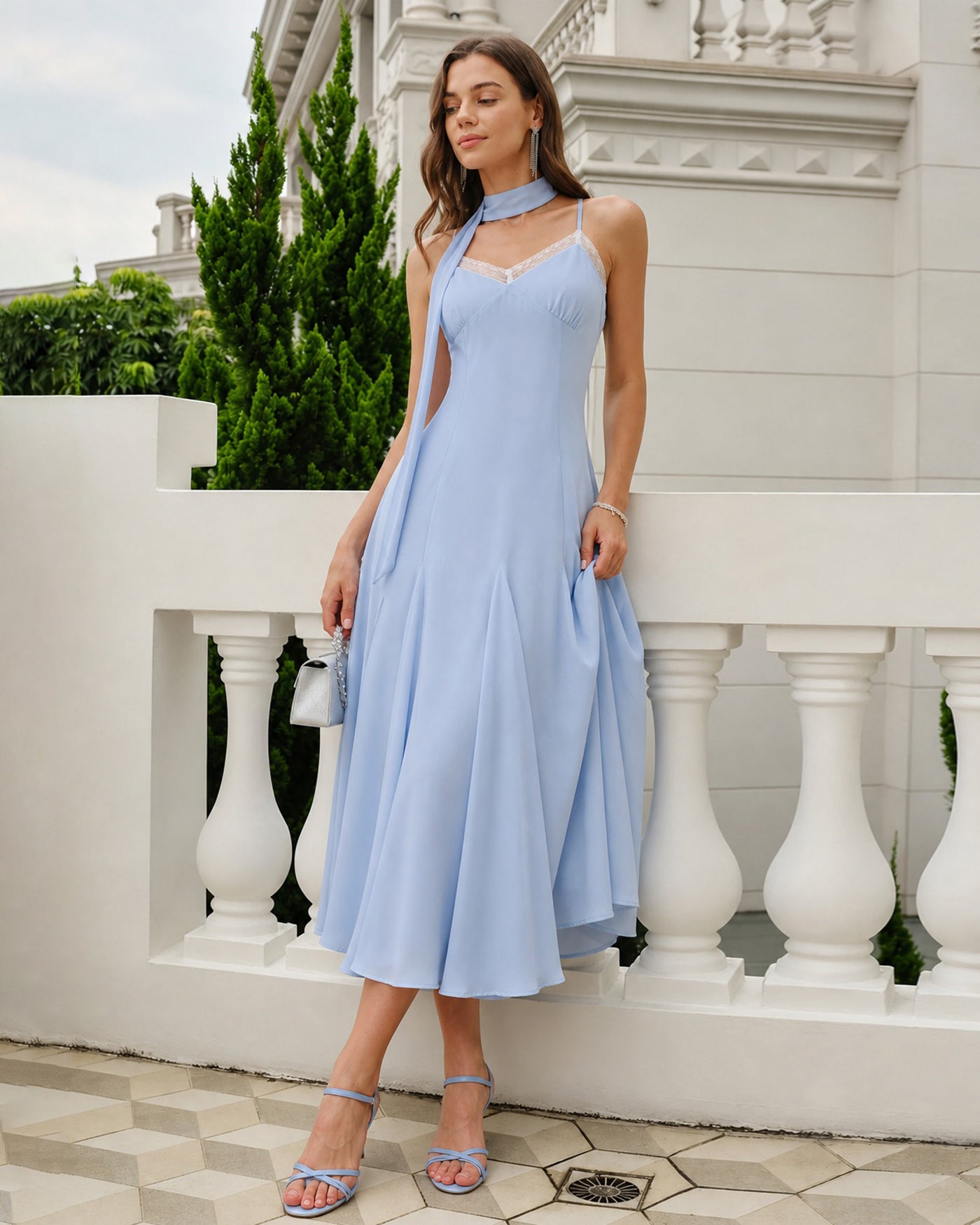 Women's Woven Polyester Midi Dress Dresses - RIHOAS