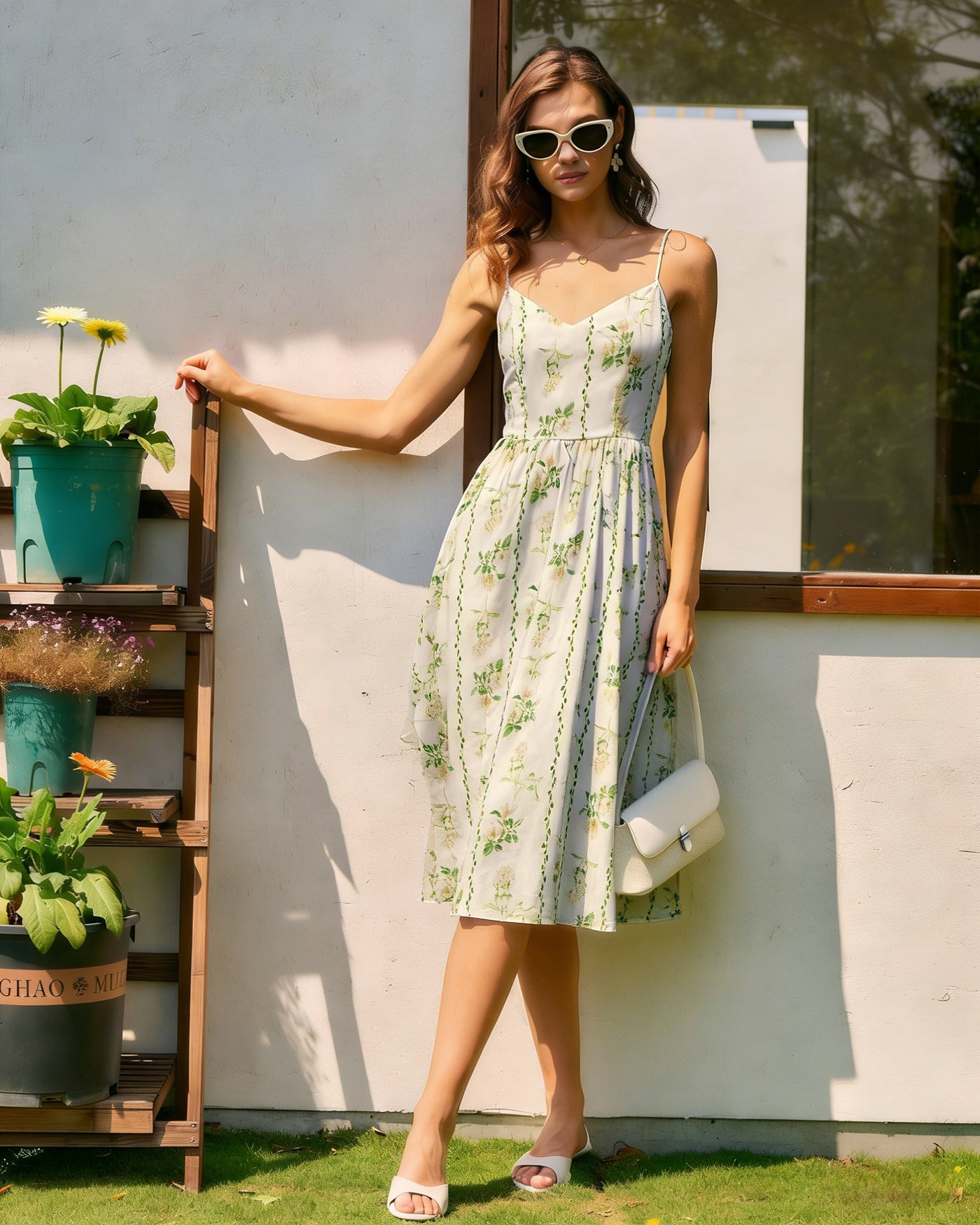 Women's Woven Polyester Midi Dress Dresses - RIHOAS