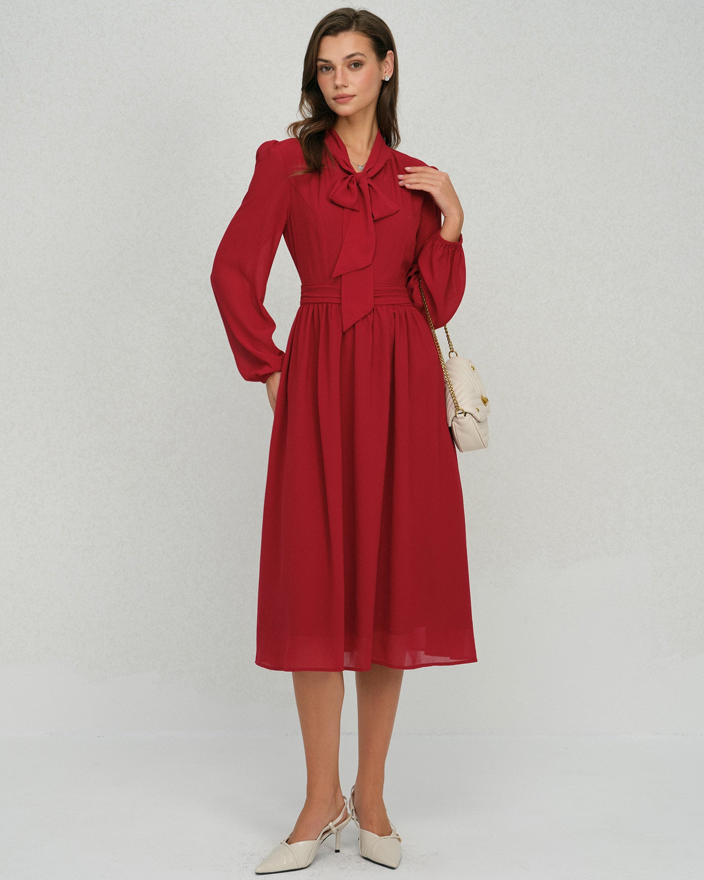 Women's Woven Polyester Midi Dress Dresses - RIHOAS