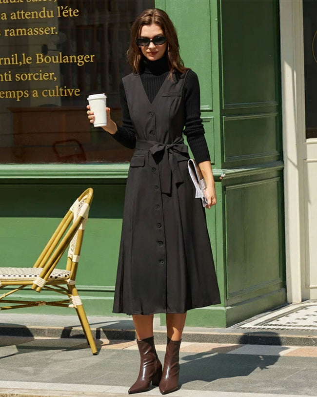 Women's Woven Polyester Midi Dress Dresses - RIHOAS