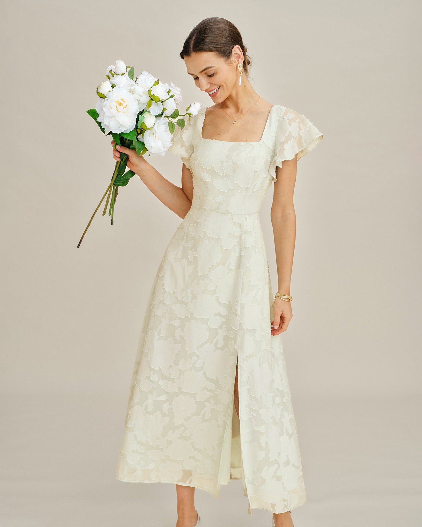 Women's Woven Polyester Midi Dress Dresses - RIHOAS