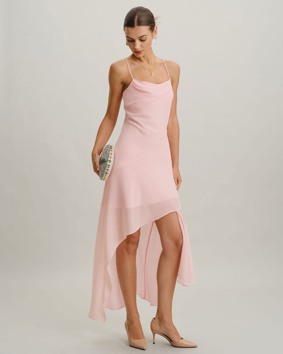 Pink Chiffon A-Line Slip Midi Dress & Reviews - Pink - Dresses