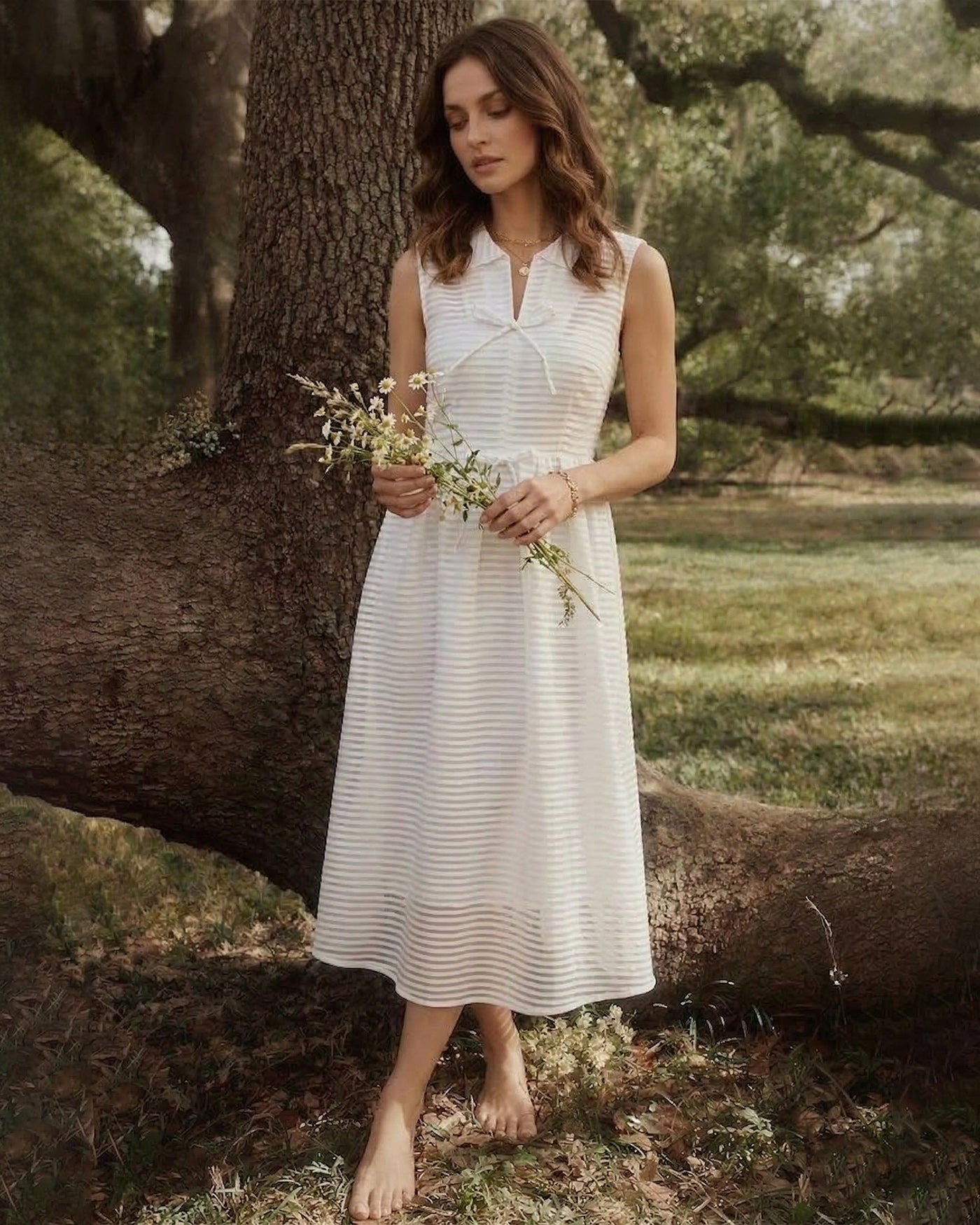 Women's Woven Polyester Midi Dress Dresses - RIHOAS