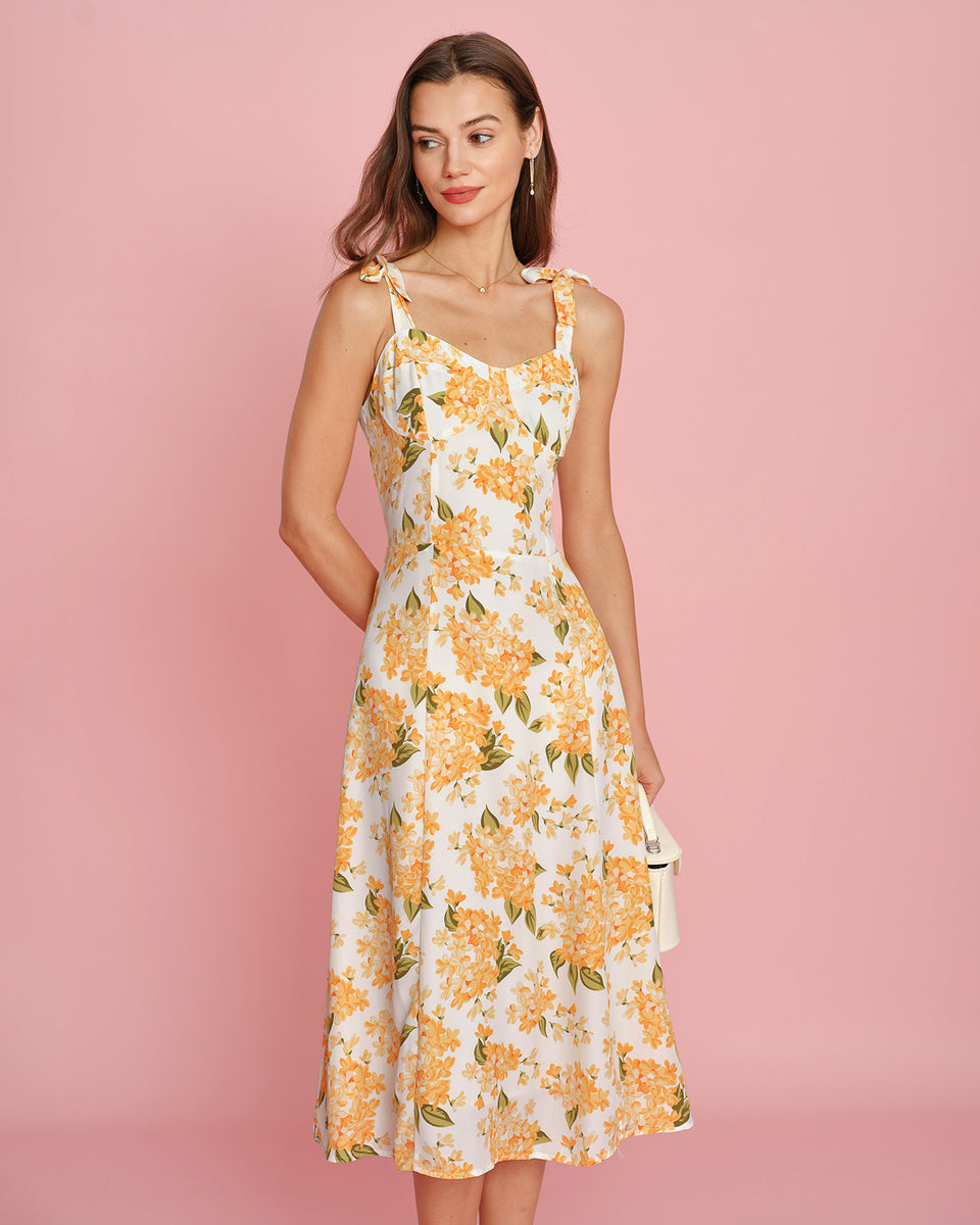Orange Floral Slip Midi Dress & Reviews - Orange - Dresses | RIHOAS