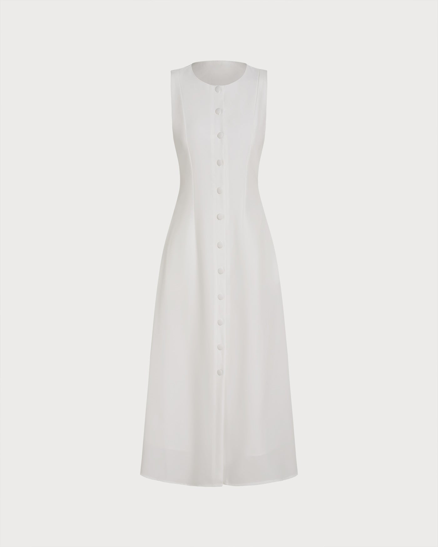 Women's Woven Polyester Midi Dress White Dresses - RIHOAS