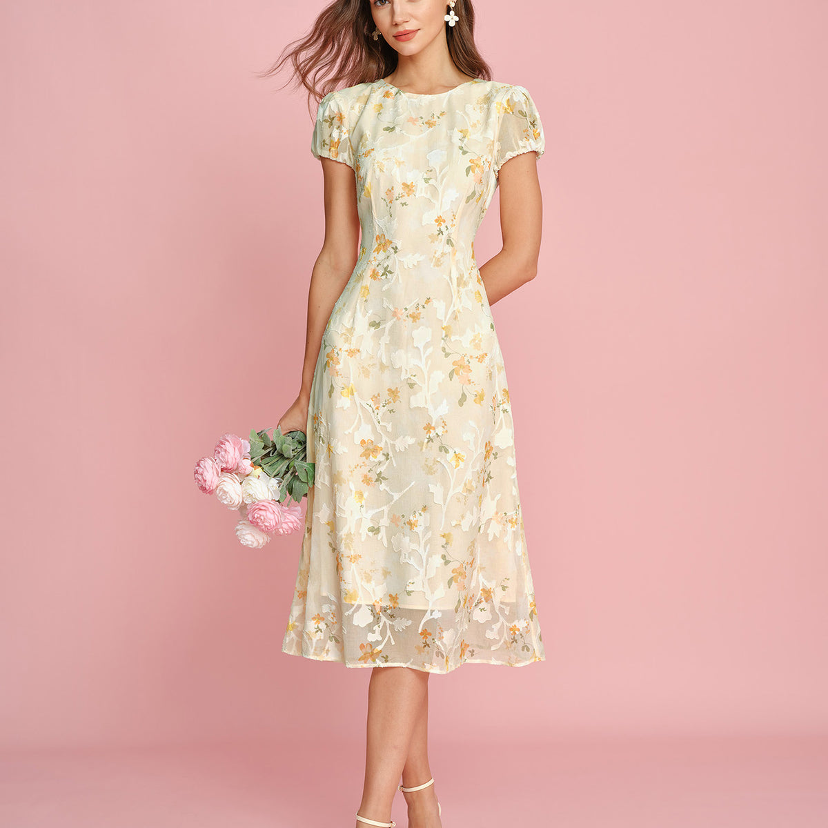 puff sleeve dress yellow Mable Breaking Hearts Mini - Size L Effortless and modern design with a vibe of vintage chic. Baby Girl Dress Toddler Princess