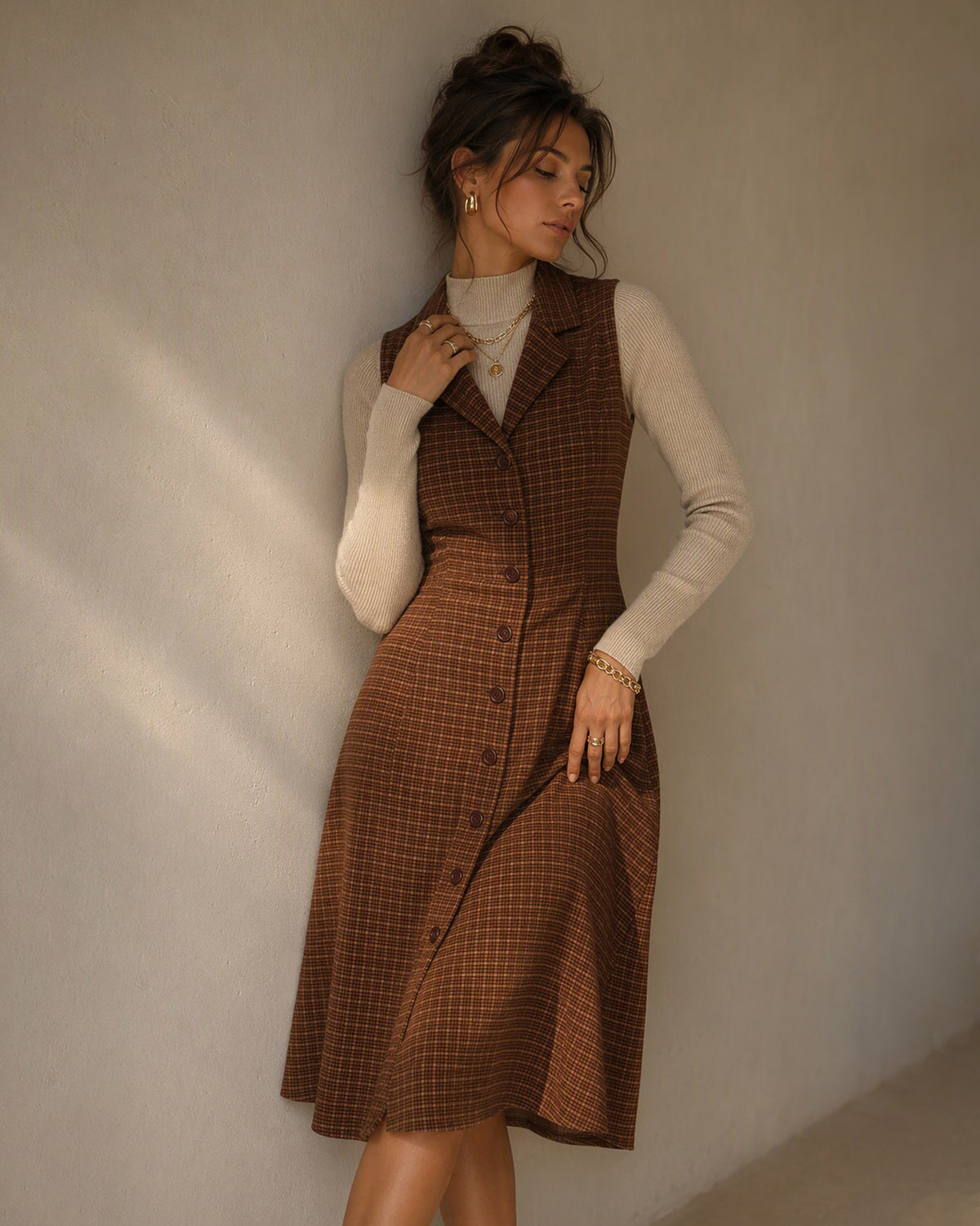 Women's Woven Polyester Midi Dresses - RIHOAS