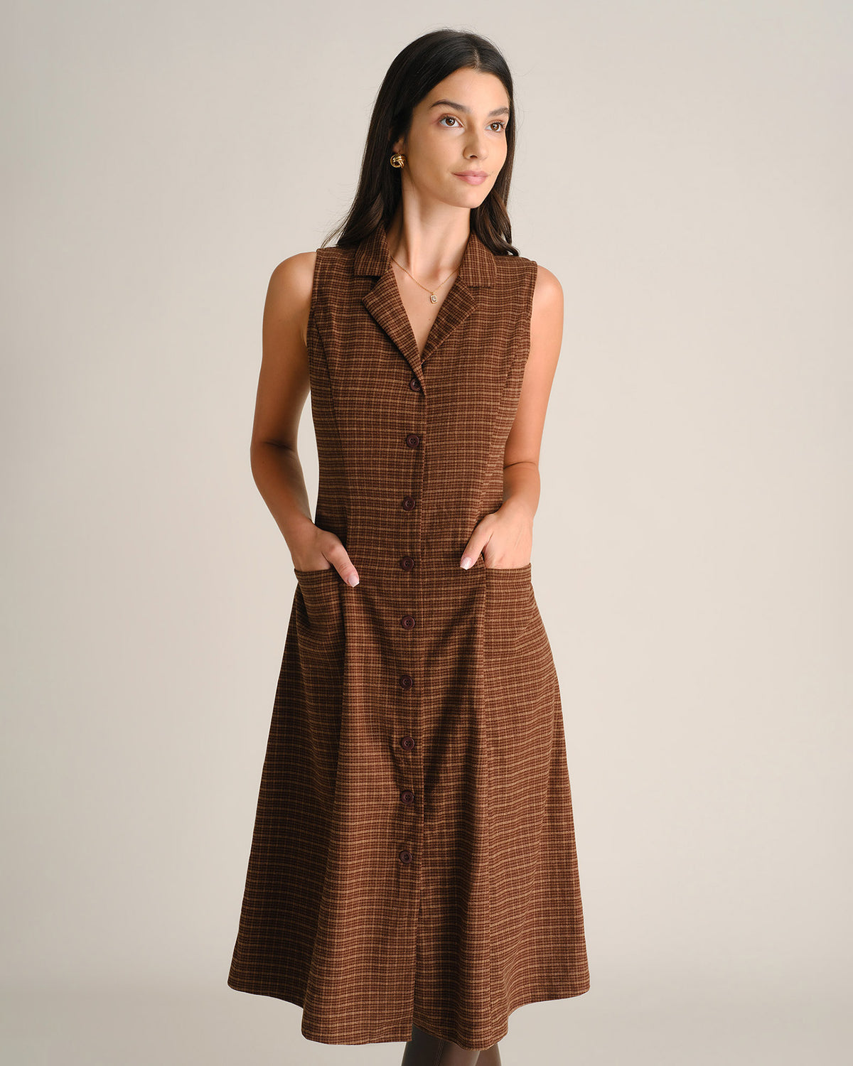Women's Woven Polyester Midi Dresses - RIHOAS