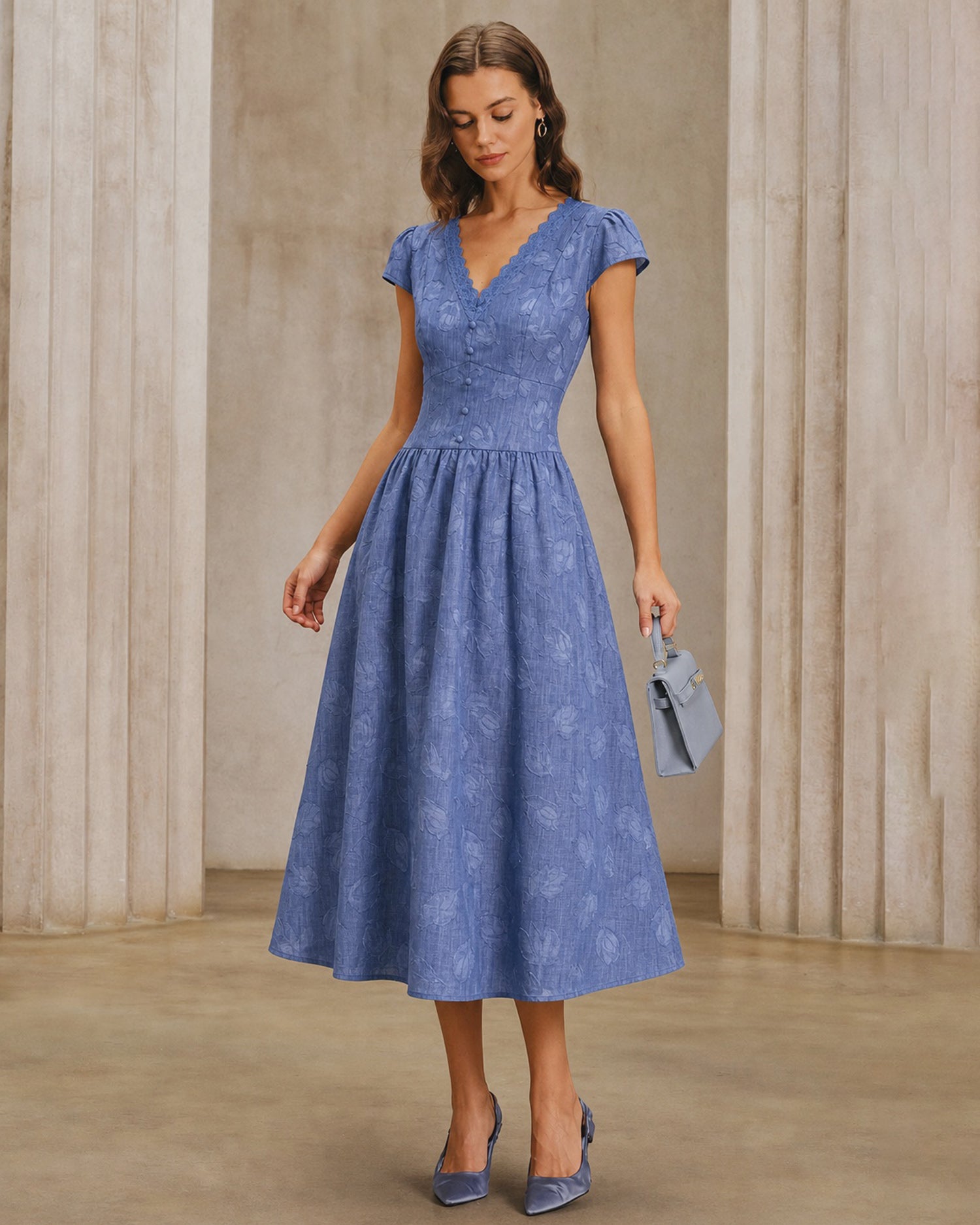 Women's Woven Polyester Midi Dresses Dresses - RIHOAS