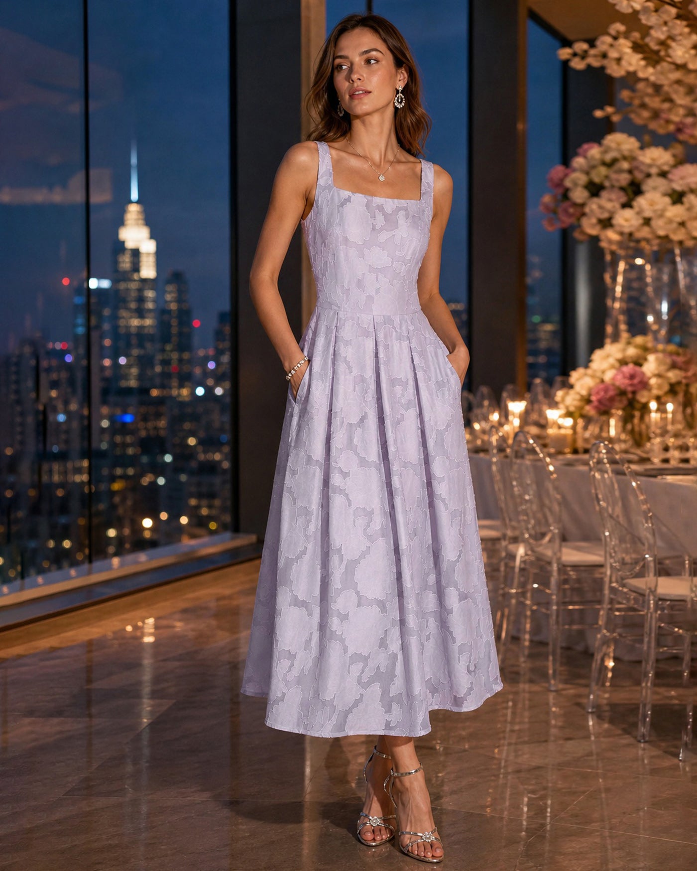 Women's Woven Polyester Midi Dresses Dresses - RIHOAS