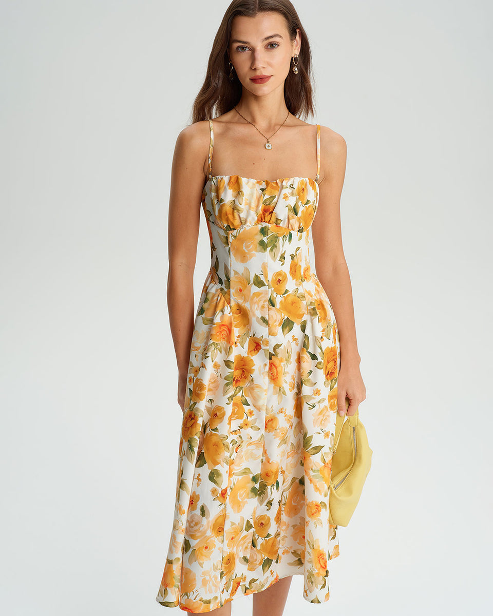 HerLiptoSunflower-printed Midi Dressイエロー HerLiptoSunflower-printed Midi Dressイエロー - メルカリ