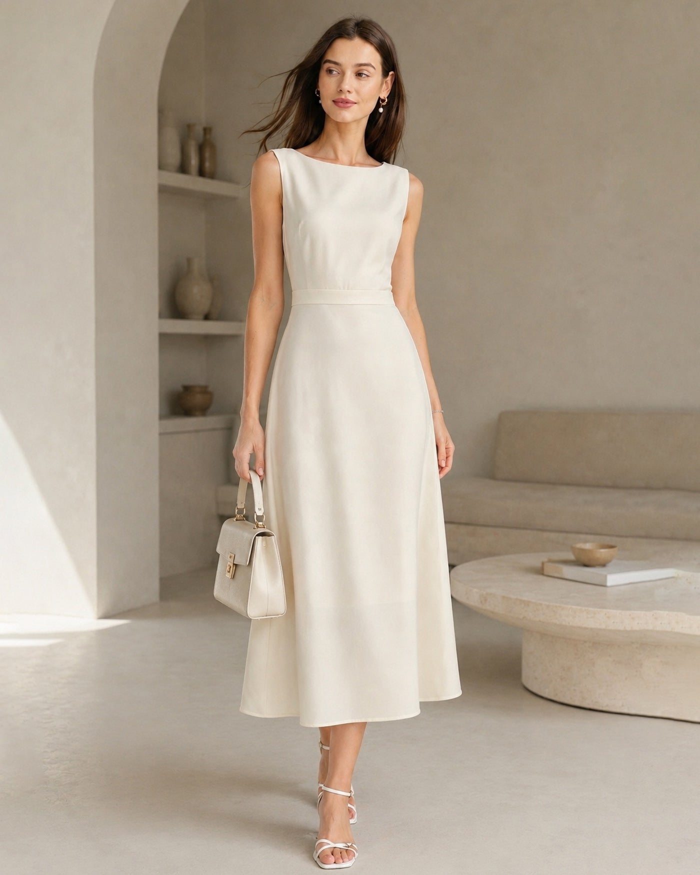 Women's Woven Polyester Midi Dresses Dresses - RIHOAS