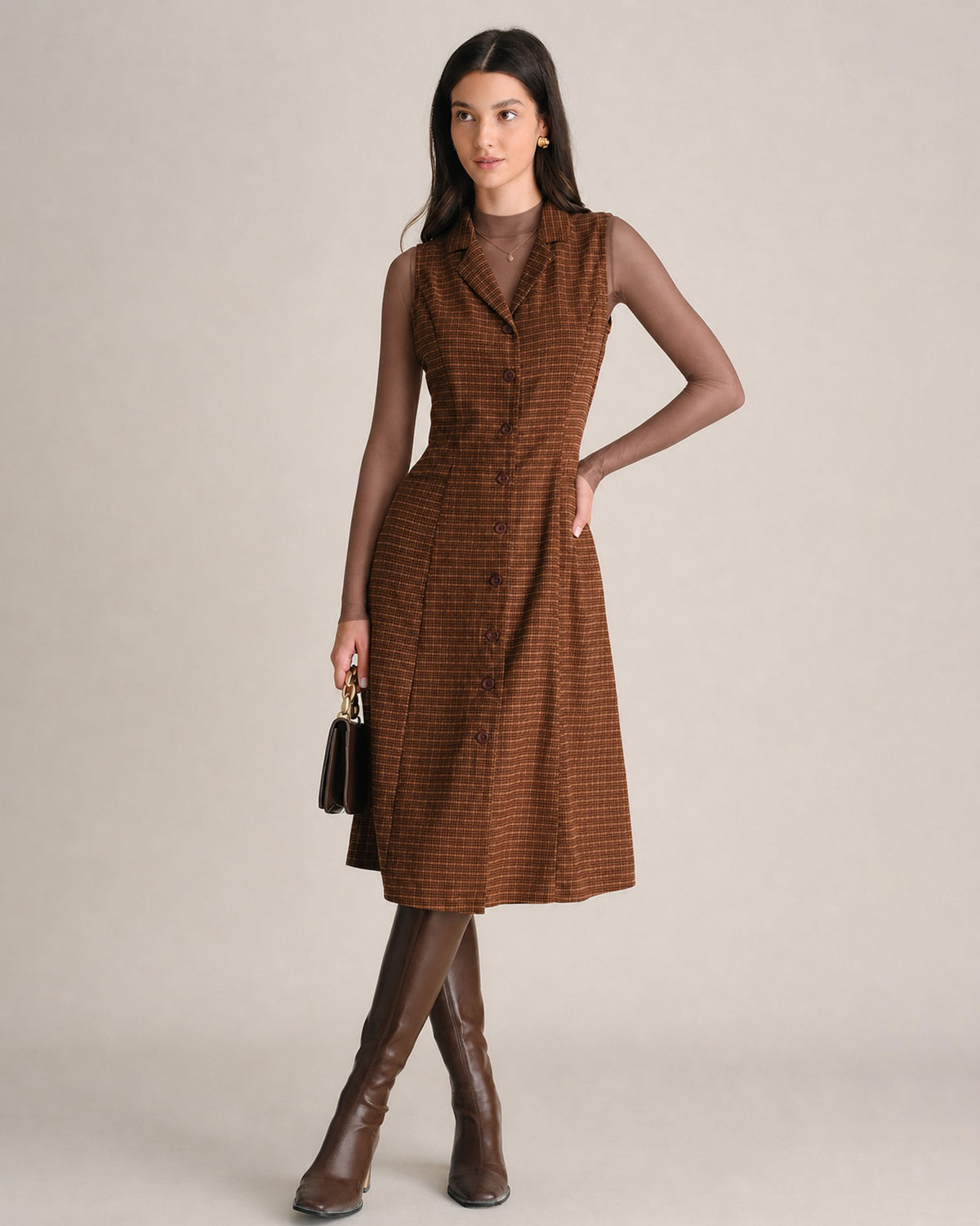 Women's Woven Polyester Midi Dresses - RIHOAS