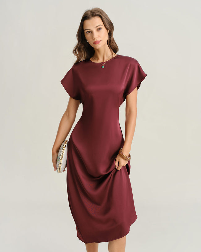 Women's Woven Polyester Midi Dresses Dresses - RIHOAS