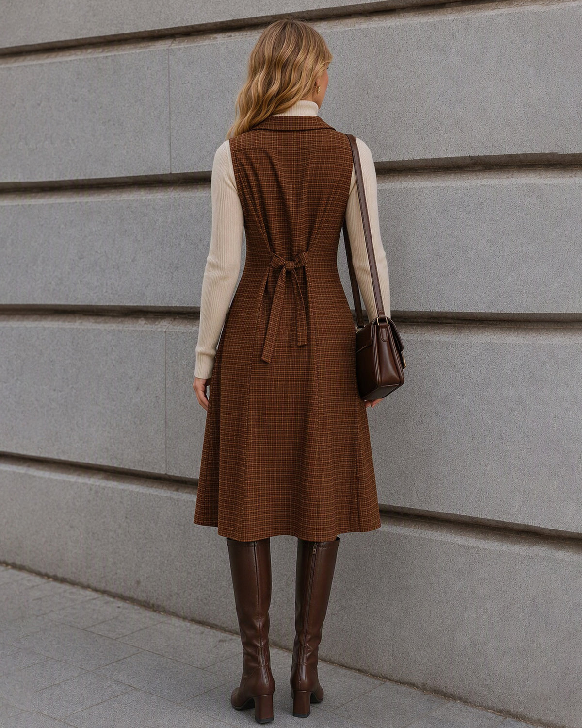 Women's Woven Polyester Midi Dresses - RIHOAS