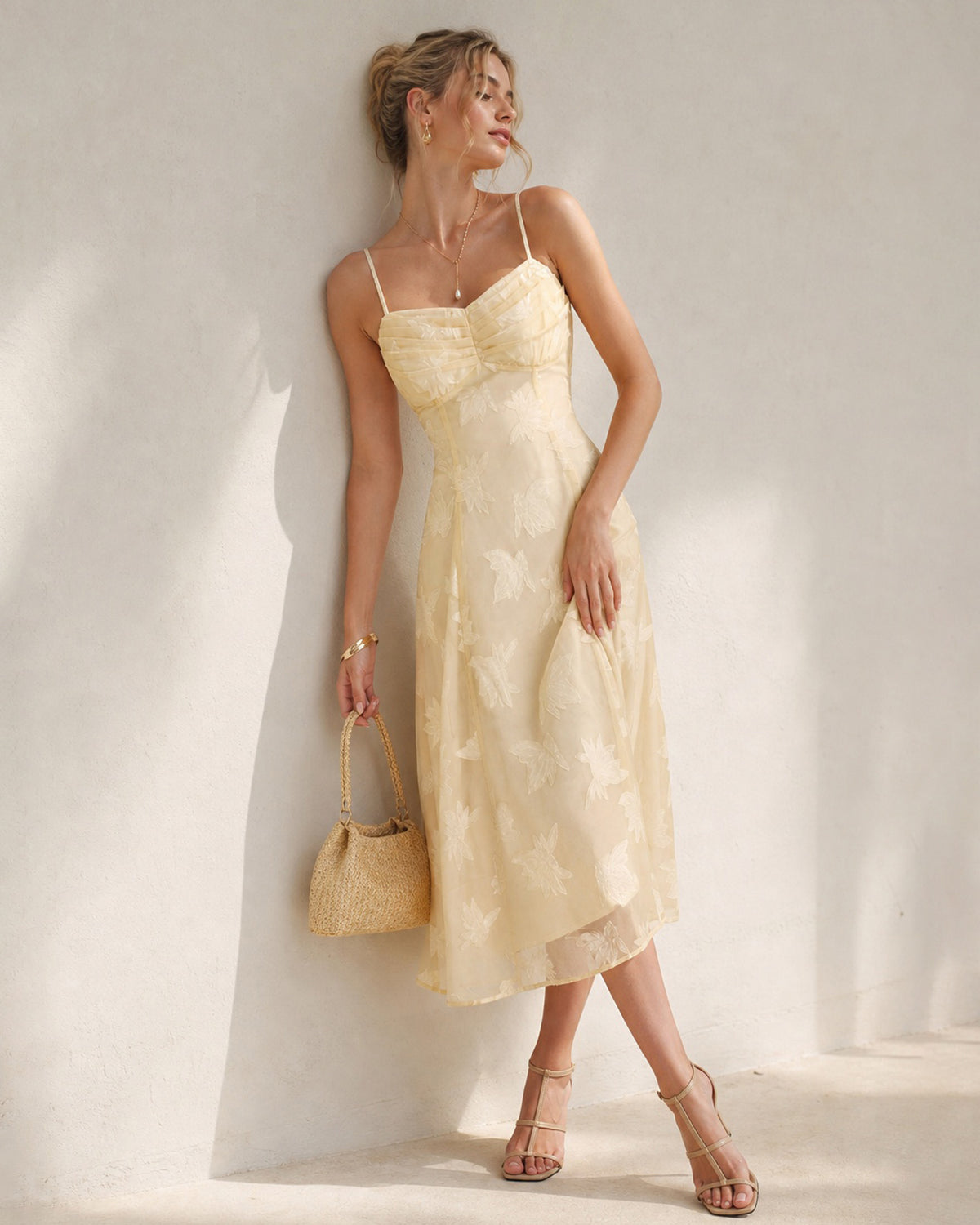 Women's Woven Polyester Midi Dresses - RIHOAS