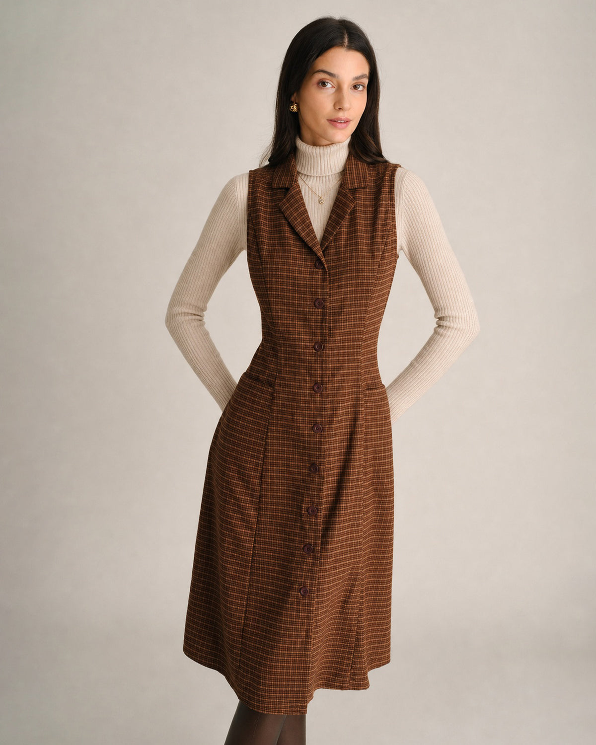 Women's Woven Polyester Midi Dresses - RIHOAS