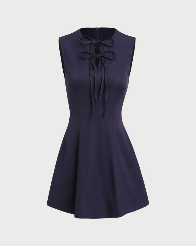 Women's Woven Polyester Mini Dress Blue Dresses - RIHOAS