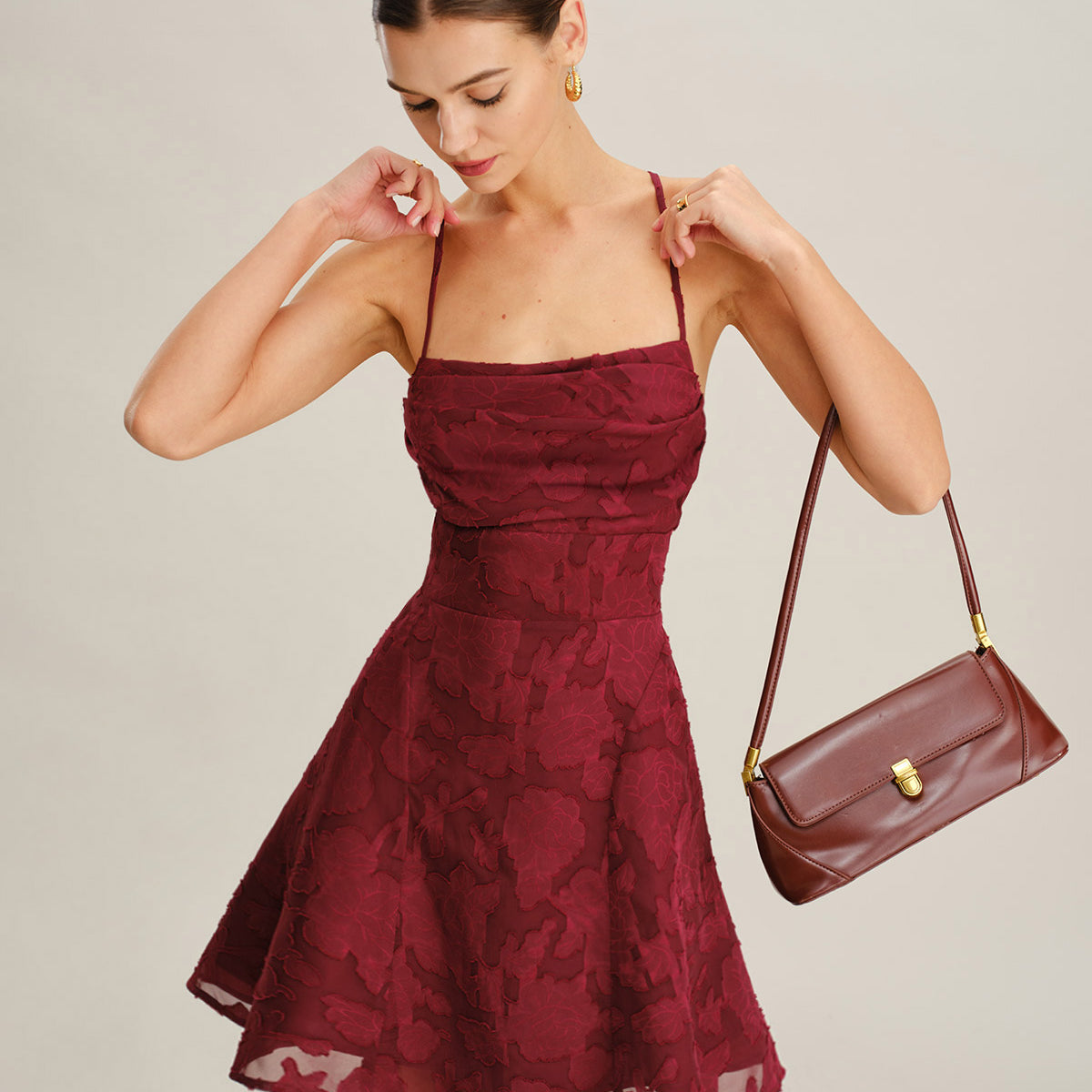 red mini dress for women Wine Floral Backless Slip & Reviews - Wine Red - Dresses Flirty Plaid Tweed Mini Maya Blue Chic red mini dress CAMO Colors:Mossy Oak New Brk Up