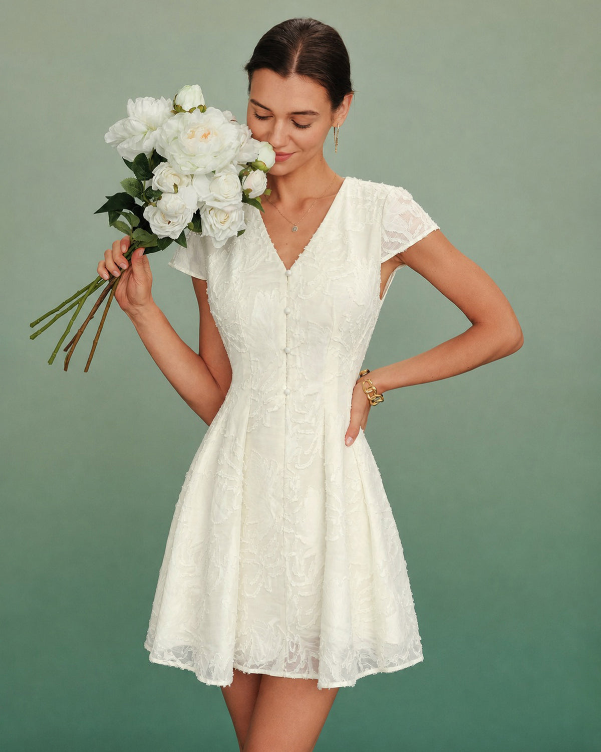 Women's Woven Polyester Mini Dress - RIHOAS