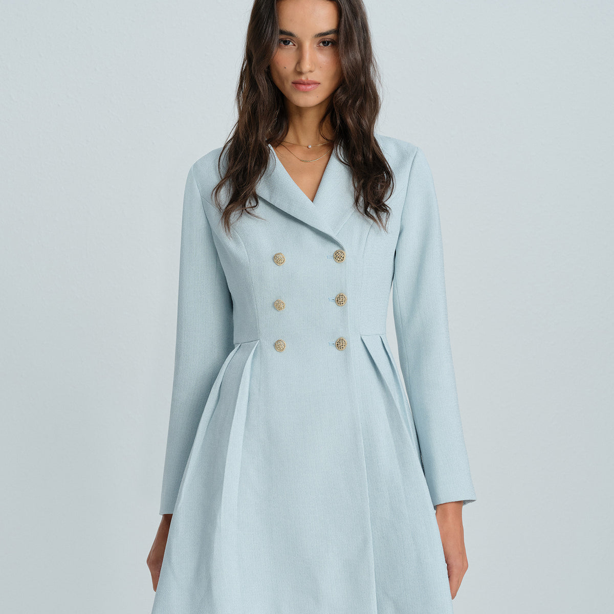 blue collar dress Button Mini & Reviews - Blue - Dresses Color:M-Yellow Muslim Woman Clothing The statement white placket everything, but clothes with