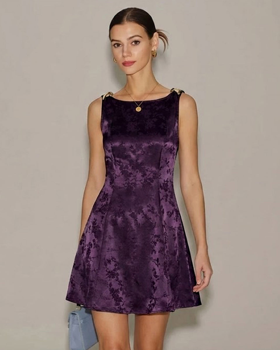 Rihoas Sleeveless Floral Mini Dress for Women, Purple / S