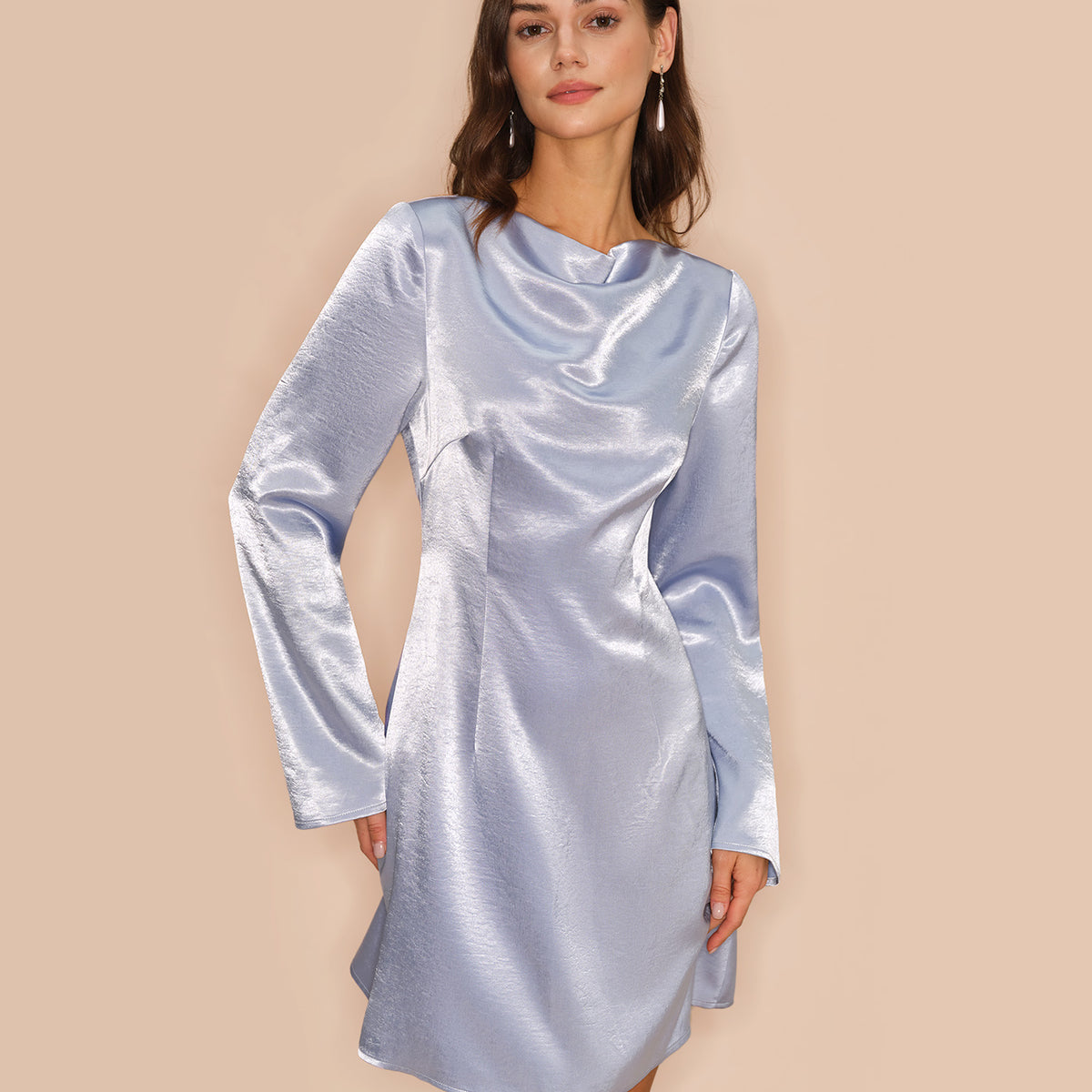 light blue bell sleeve dress Satin Mini & Reviews - Blue - Dresses Pay With:260 Qs (Silkroll Fee: $6.50) YGroup_kora Francesca Short Modern Bridesmaid All eyes will be
