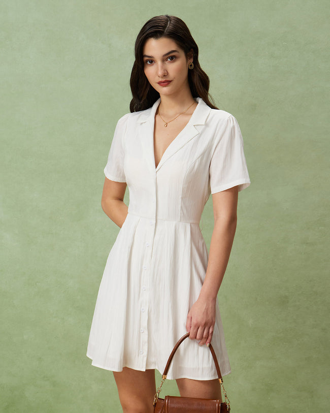 Women's Woven Polyester Mini Dress White Dresses - RIHOAS
