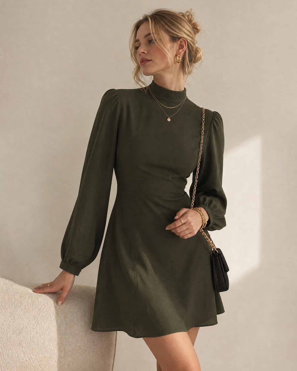 Women's Woven Polyester Mini Dresses - RIHOAS - 02
