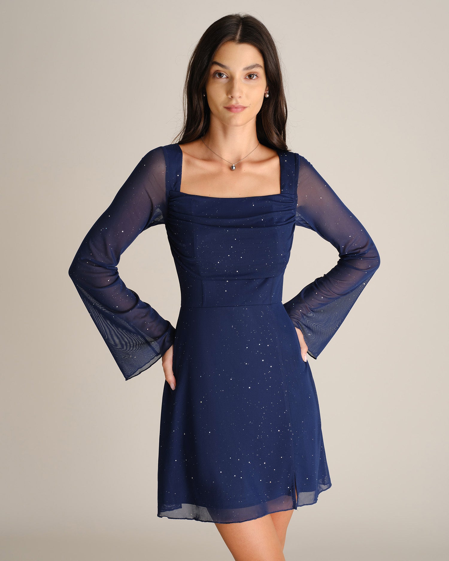 Women's Woven Polyester Mini Dresses - RIHOAS - 02