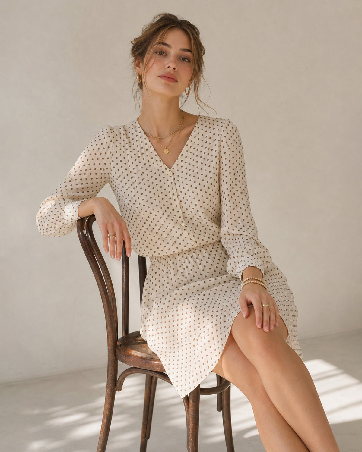 Women's Woven Polyester Mini Dresses - RIHOAS - 01