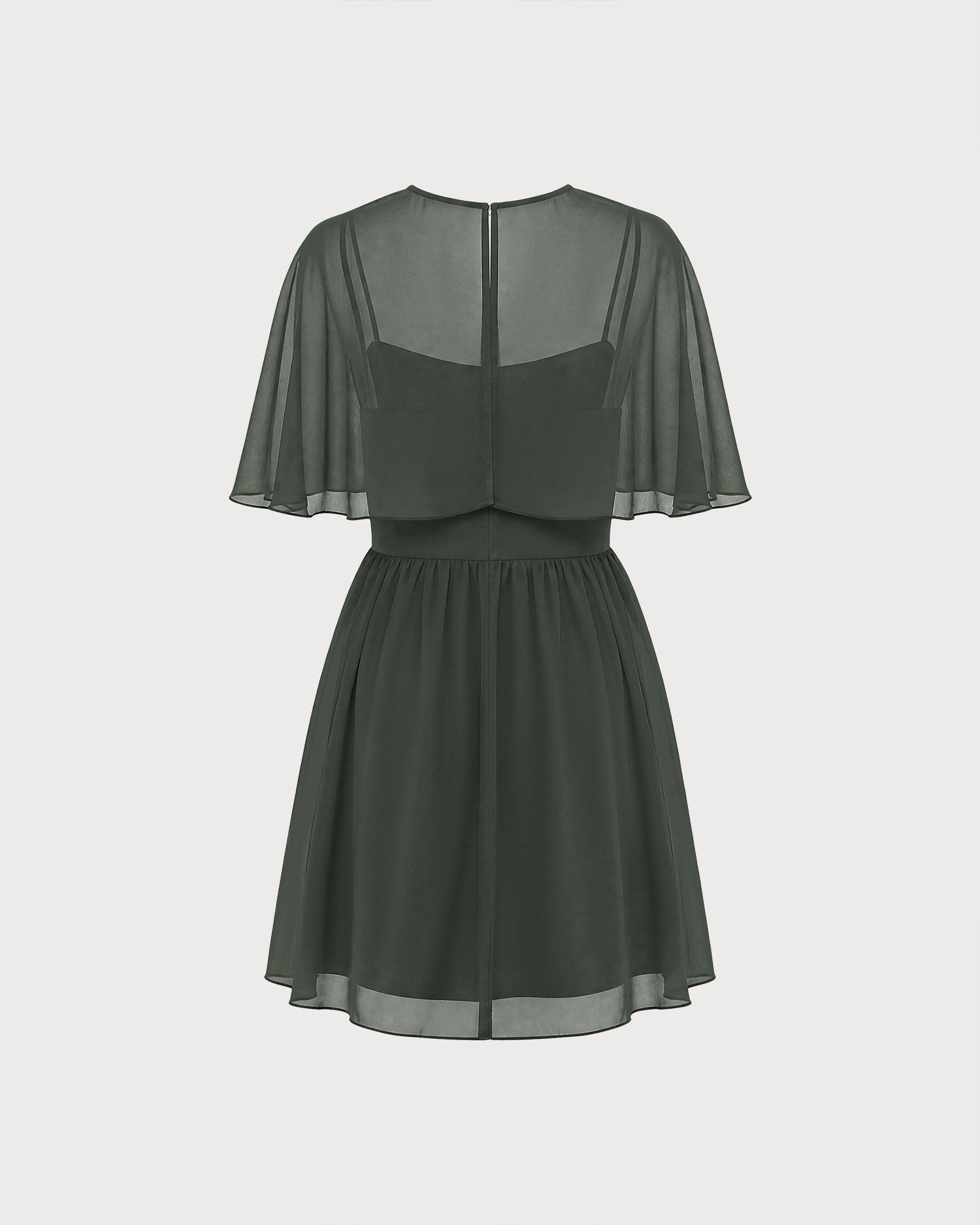 Green Sweetheart Neck Chiffon Mini Dress 03
