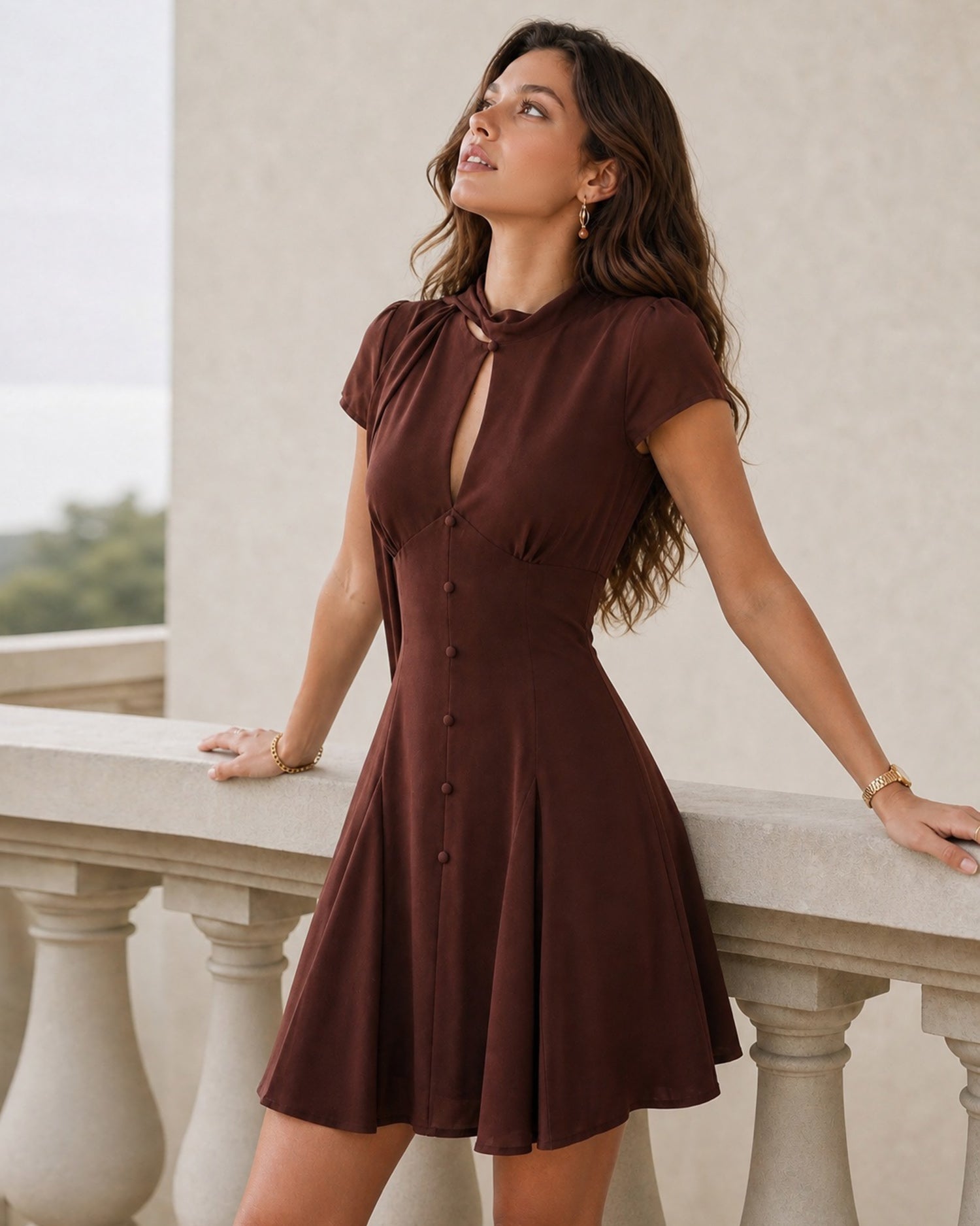 Women's Woven Polyester Mini Dresses - RIHOAS