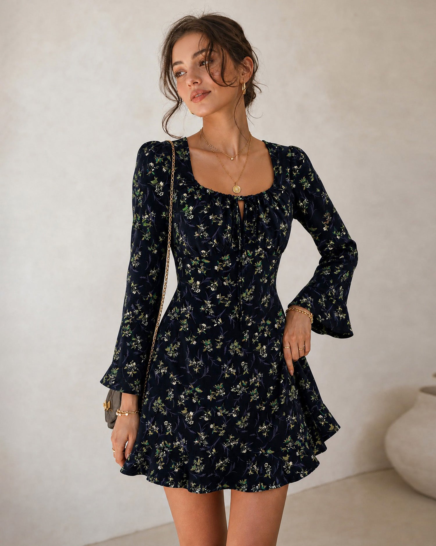 Women's Woven Polyester Mini Dresses - RIHOAS