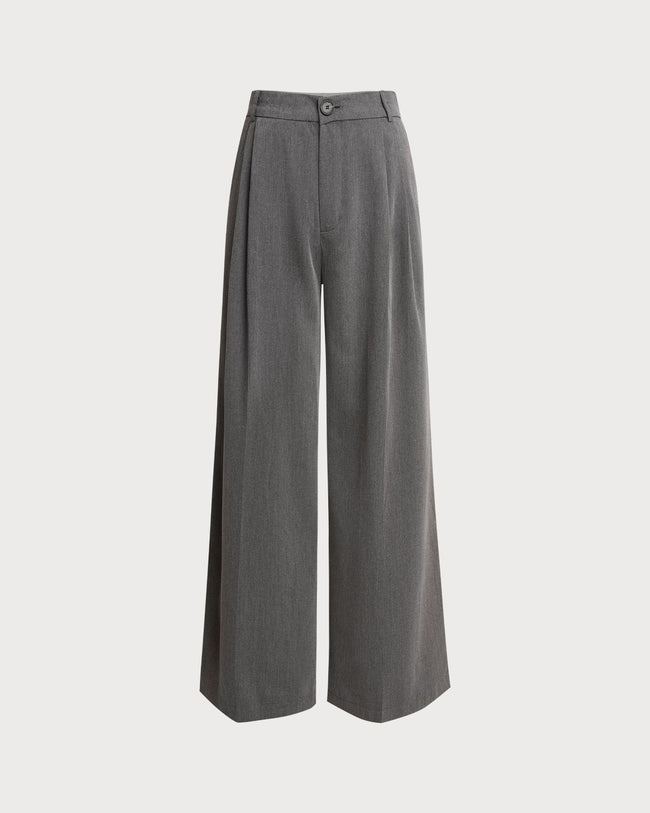 Women's Woven Polyester Pants Grey Bottoms - RIHOAS