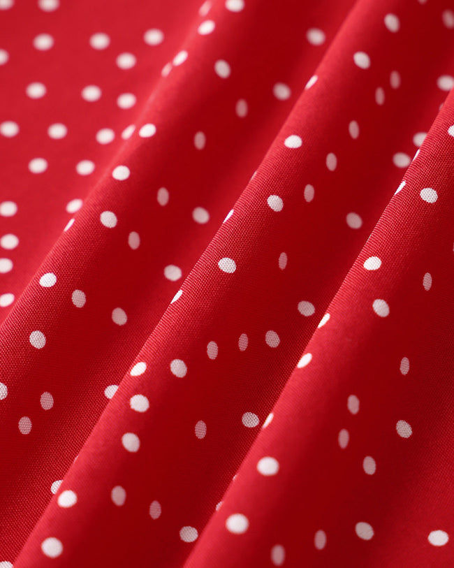 Plus Size Red V Neck Polka Dot  Midi Dress