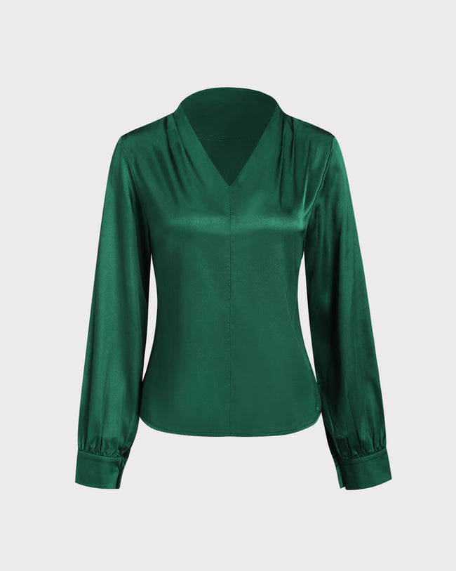 Women's Woven Polyester Shirt Green Tops - RIHOAS