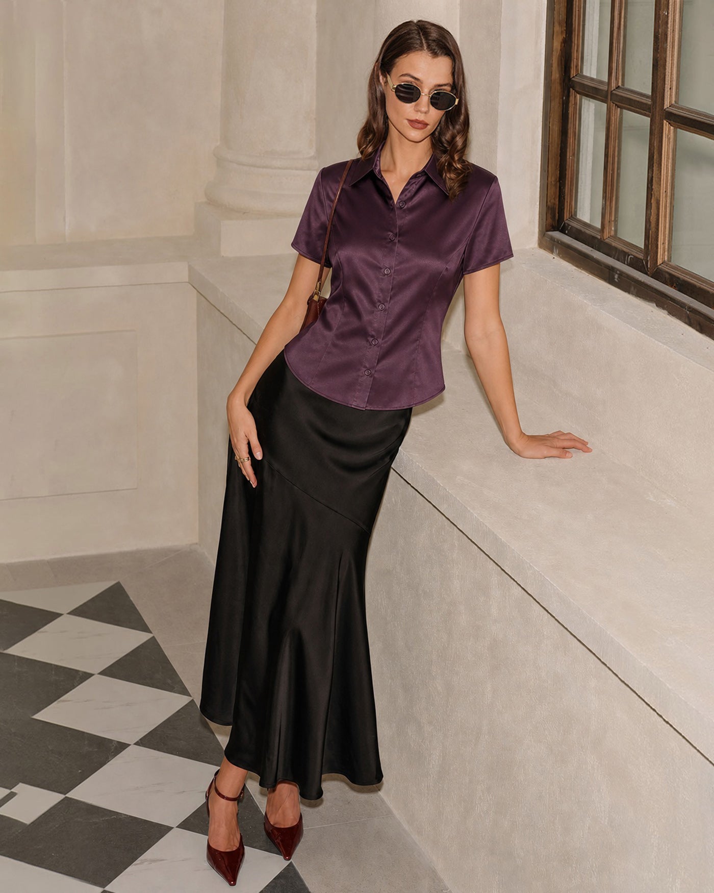Women's Woven Polyester Shirt Tops - RIHOAS