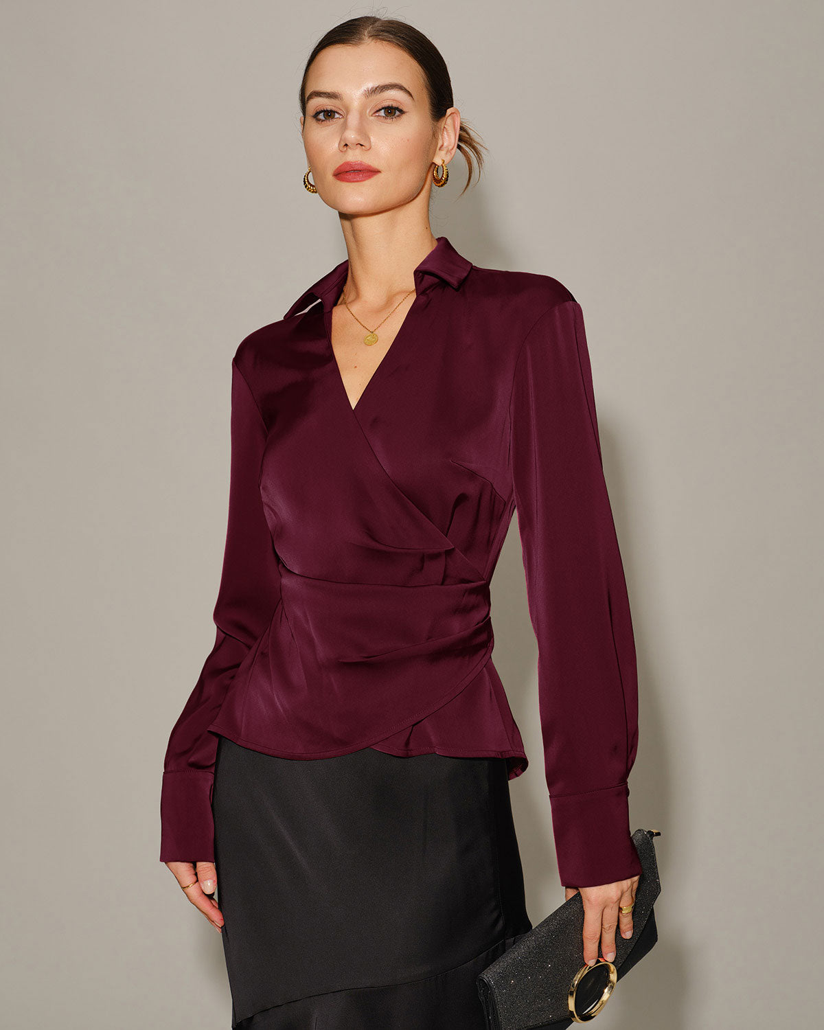 Women's Woven Polyester Shirt Tops - RIHOAS