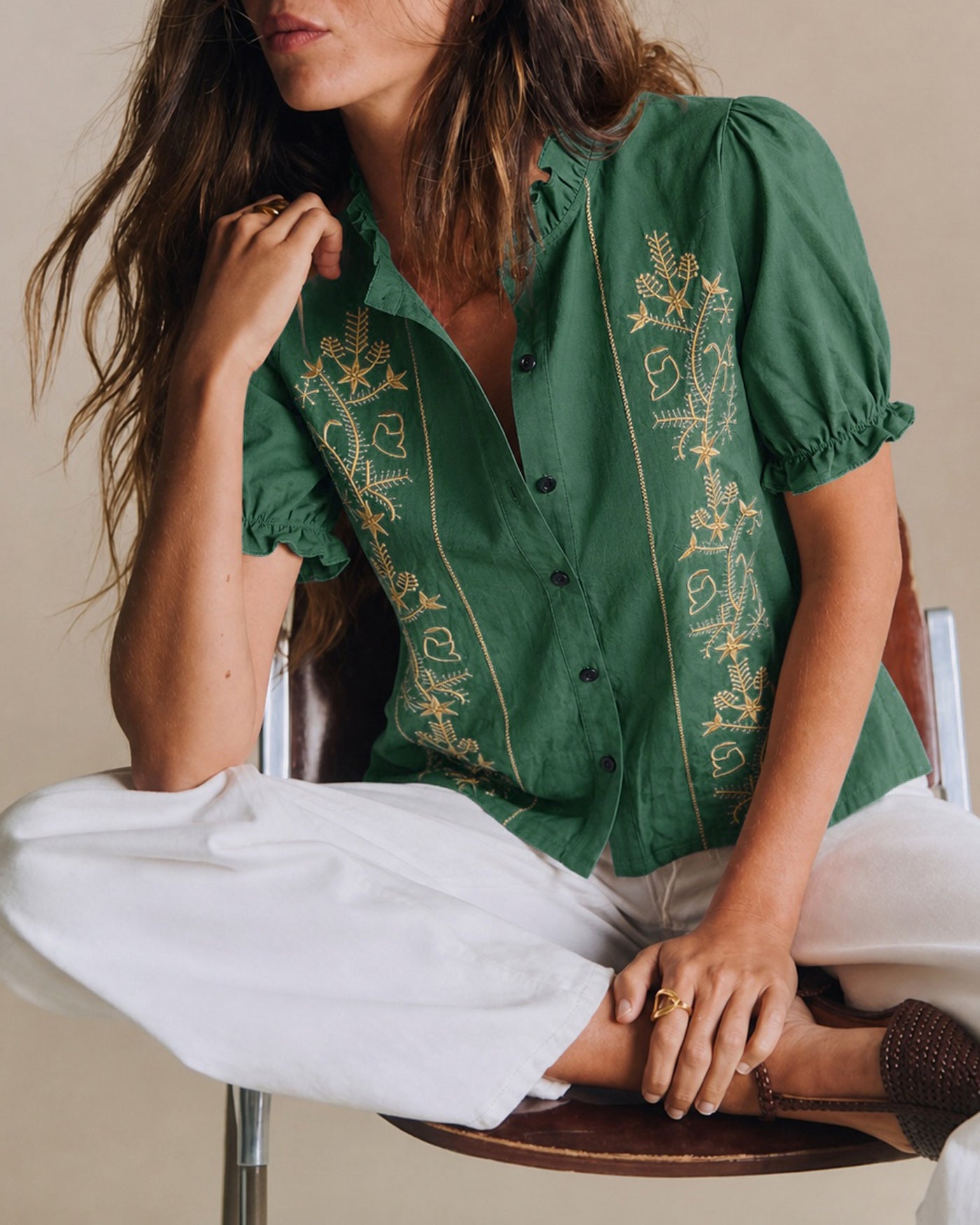 Women's Woven Polyester Shirt Tops - RIHOAS