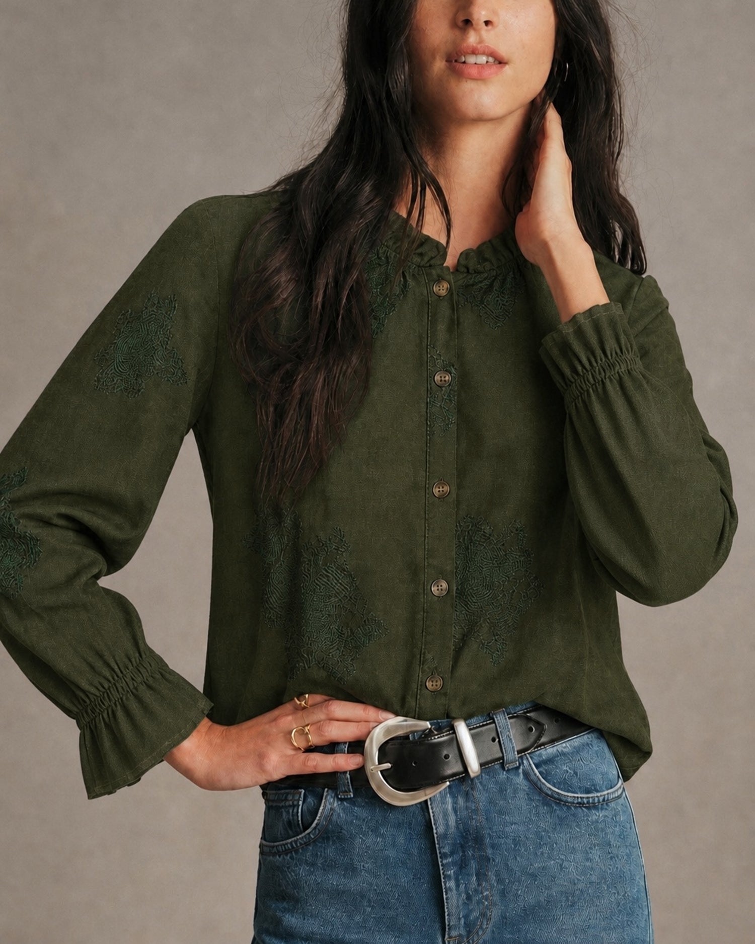 Women's Woven Polyester Shirt Tops - RIHOAS