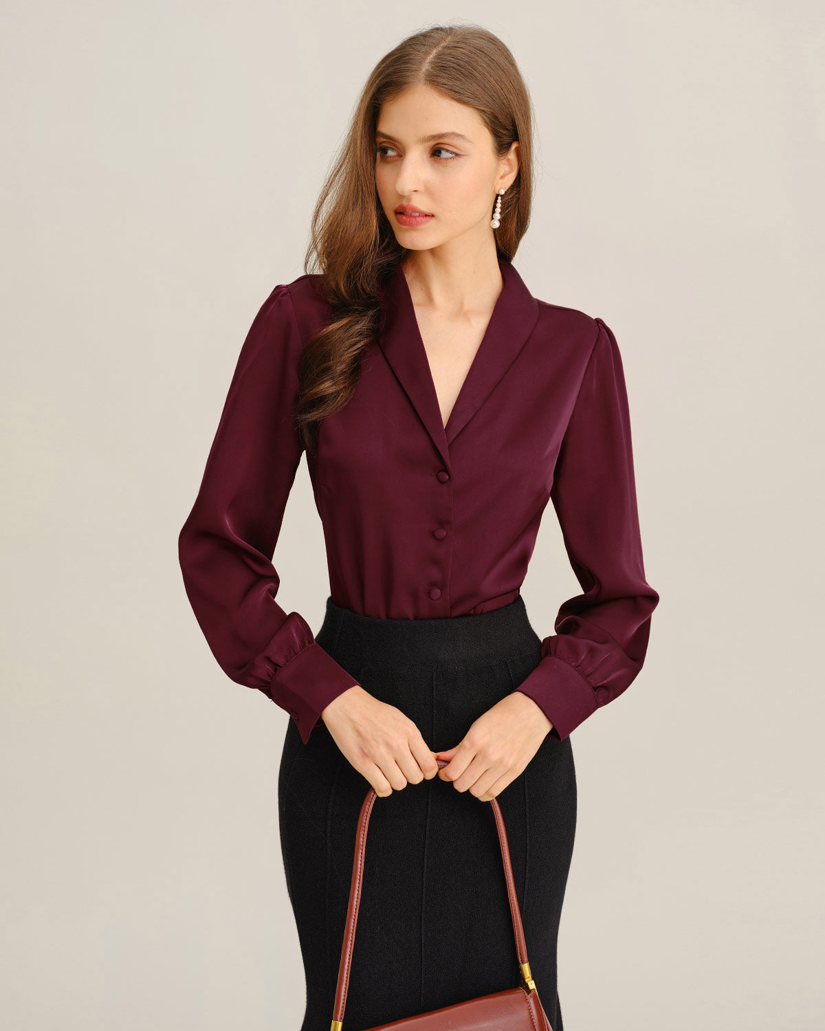 Women's Woven Polyester Shirts Tops - RIHOAS