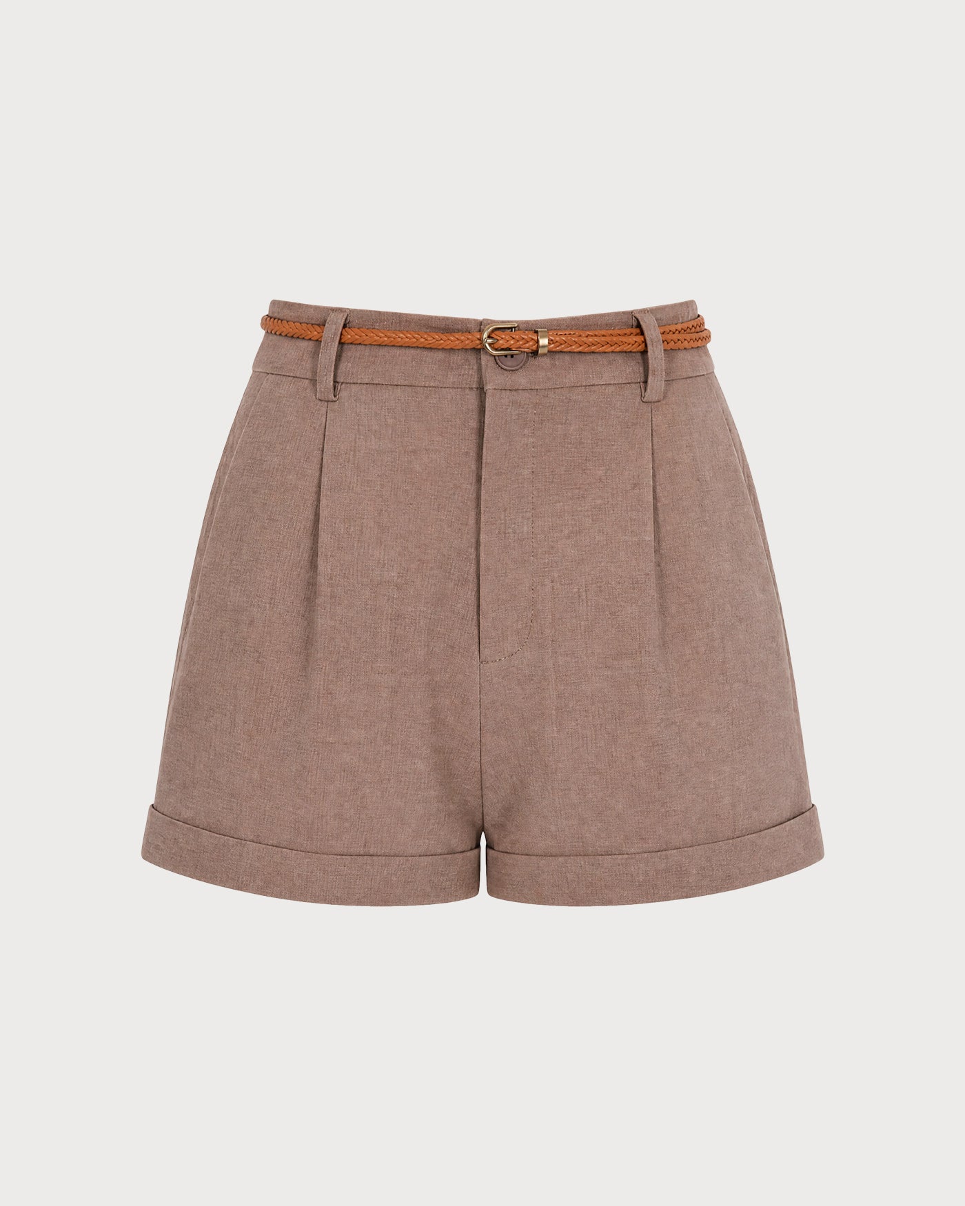 Women's Woven Polyester Shorts Brown Bottoms - RIHOAS