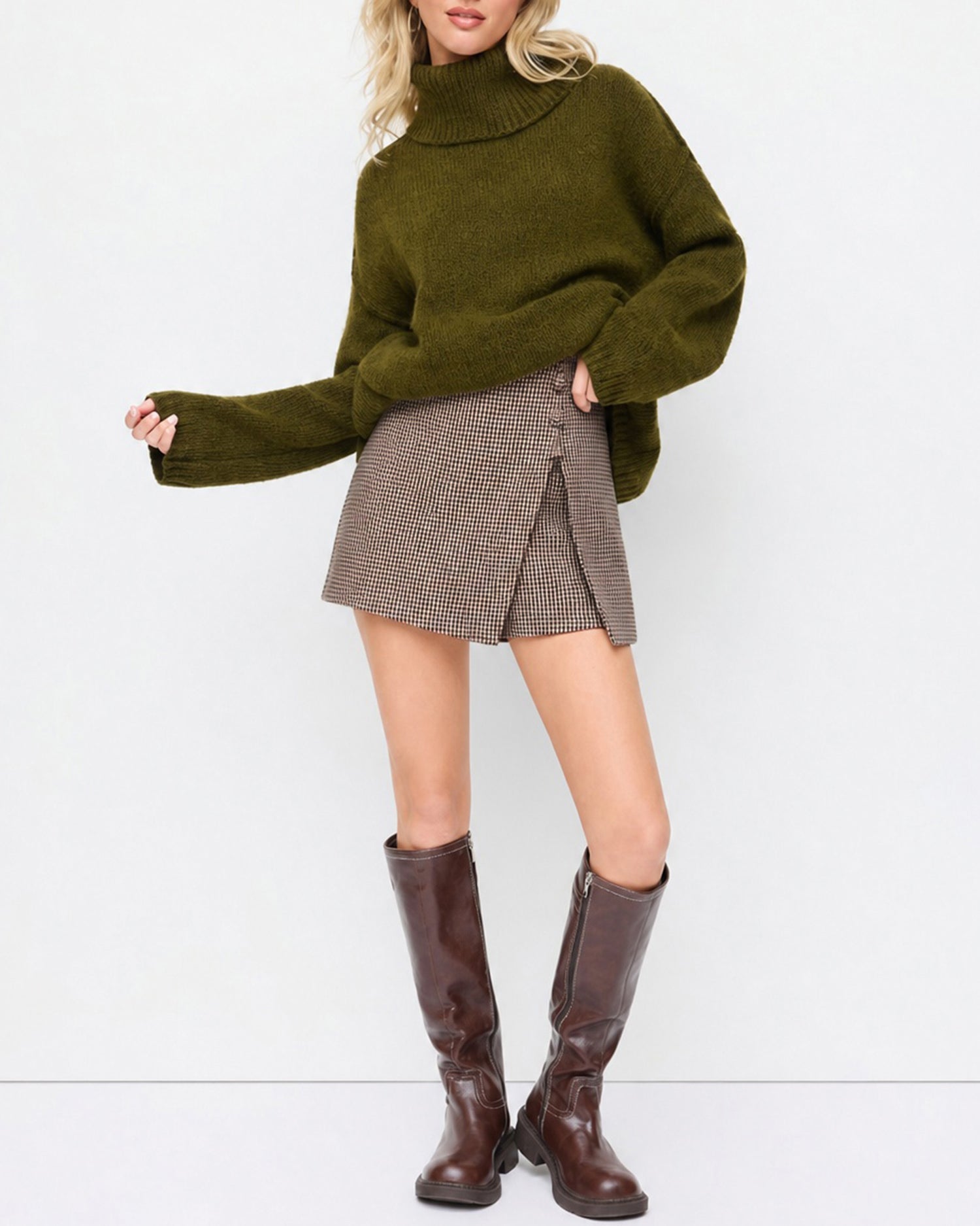 Women's Woven Polyester Skirt-Pants Brown - RIHOAS